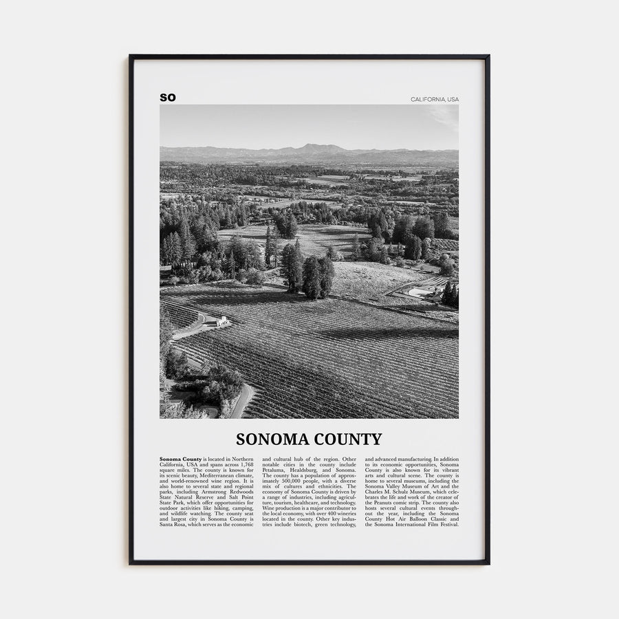 Sonoma County Travel B&W Poster