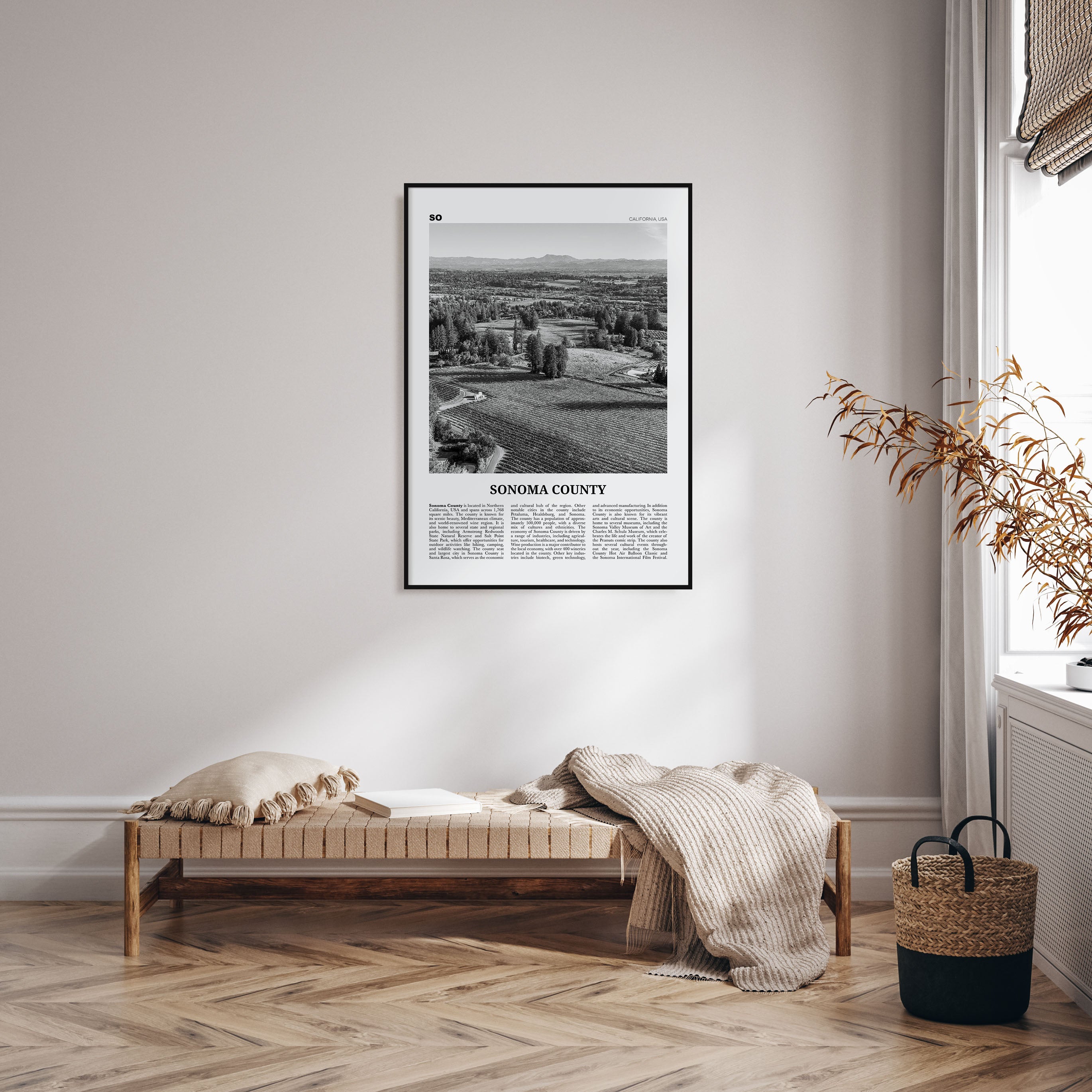 Sonoma County Travel B&W Poster