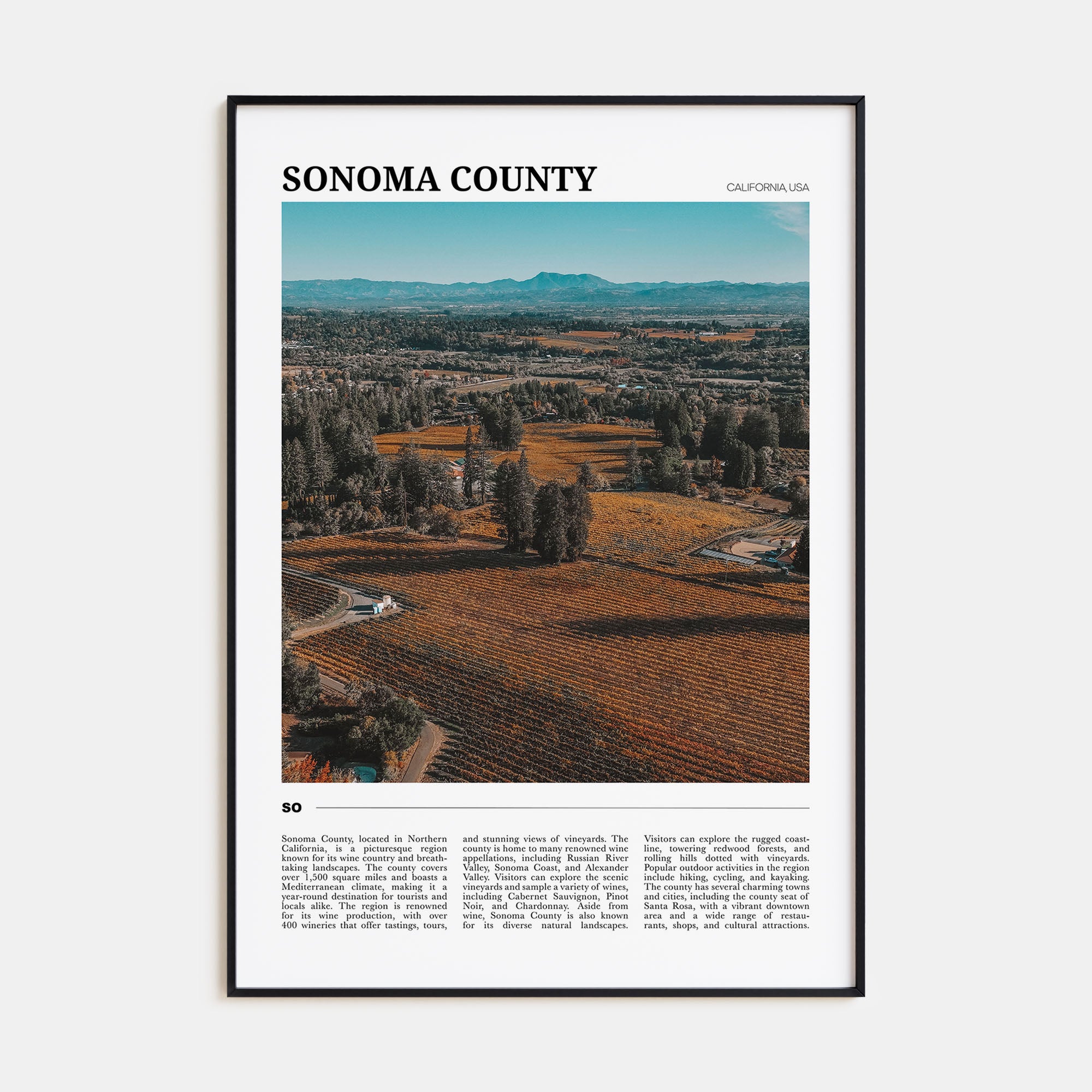 Sonoma County Travel Color Poster