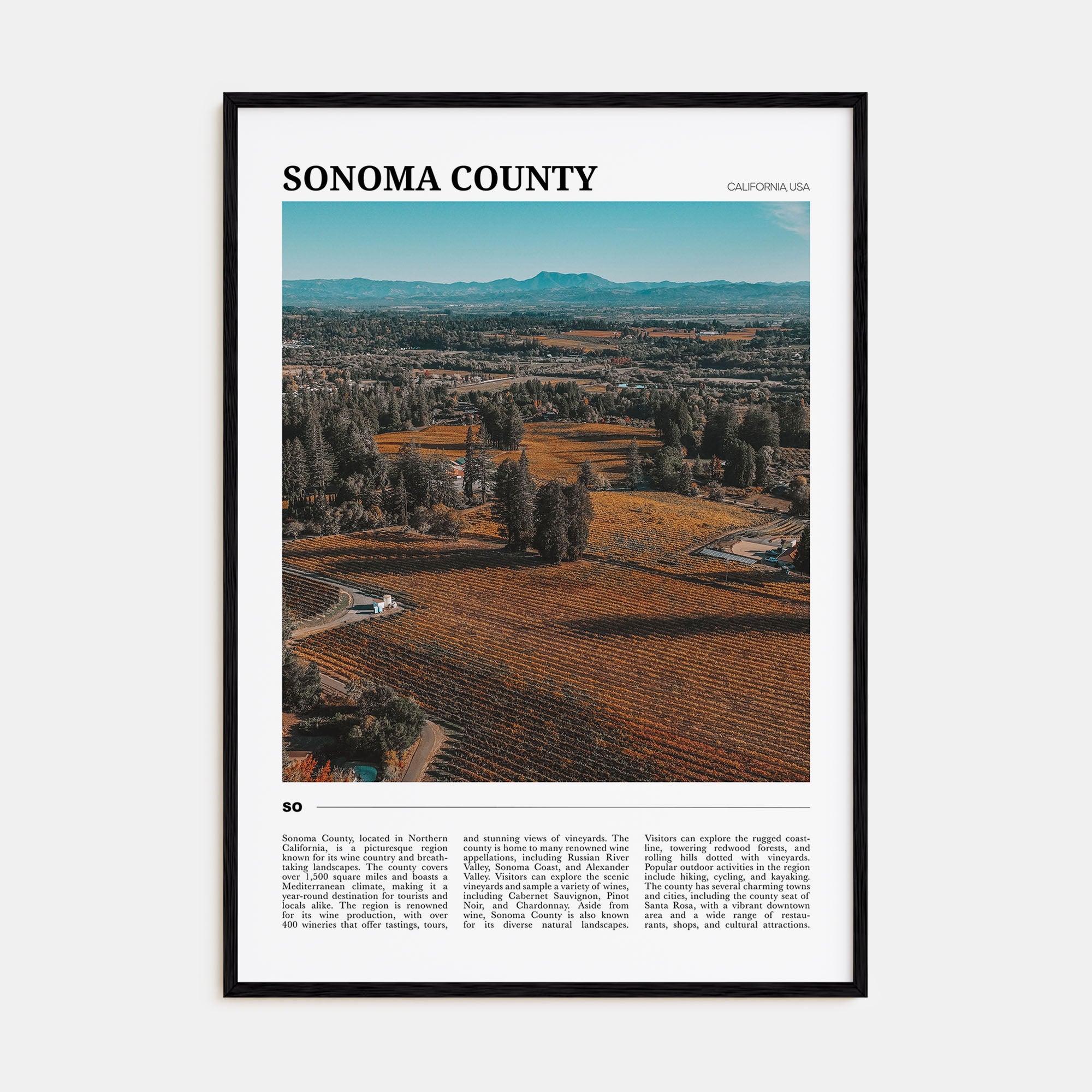 Sonoma County Travel Color Poster