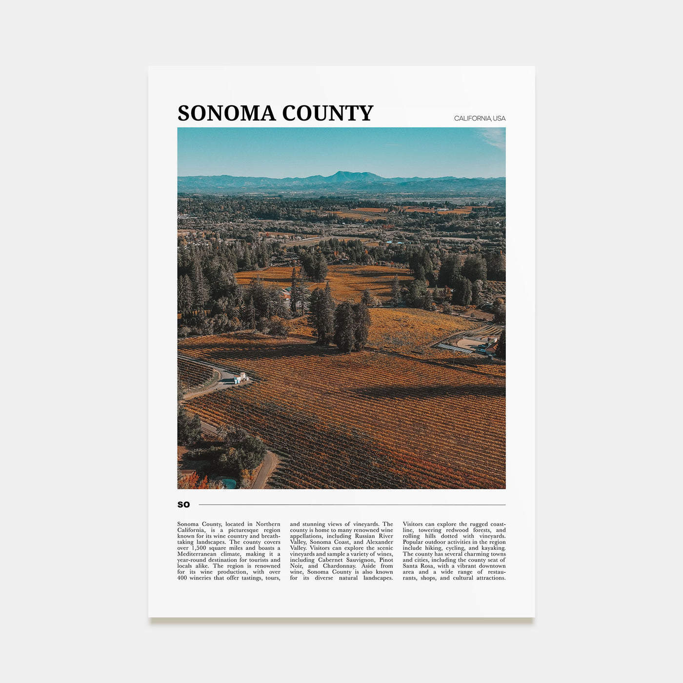 Sonoma County Travel Color Poster