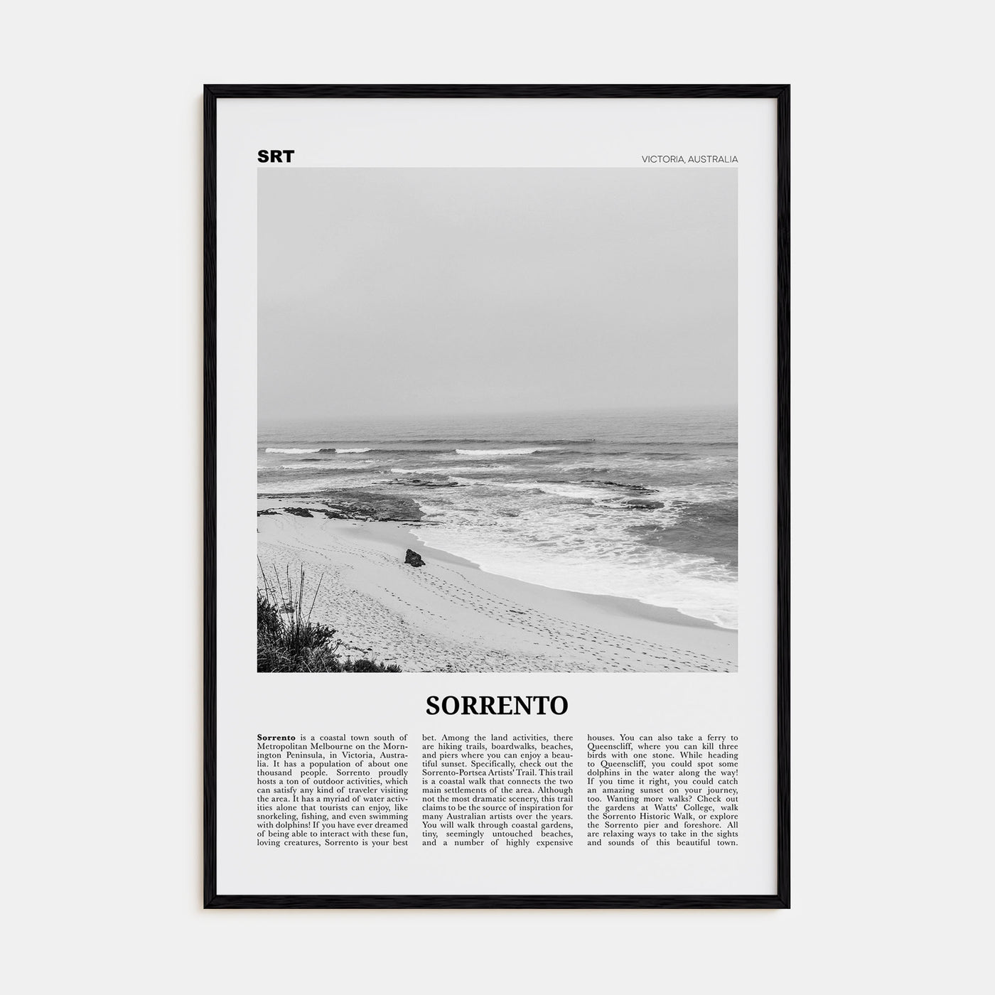 Sorrento, Australia Travel B&W Poster