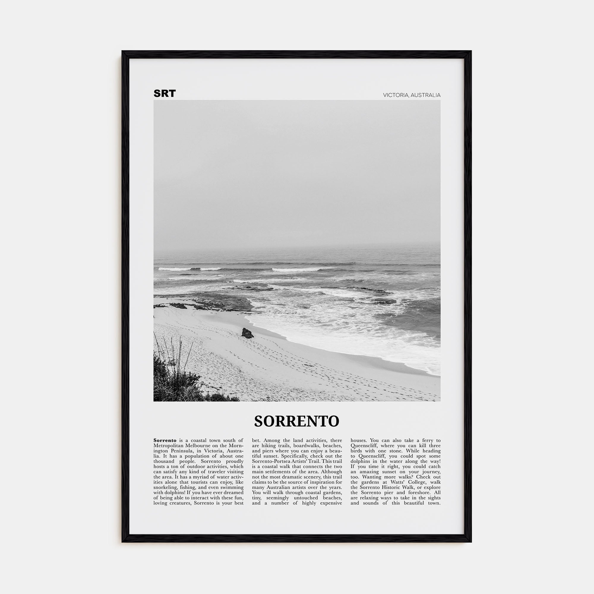 Sorrento, Australia Travel B&W Poster