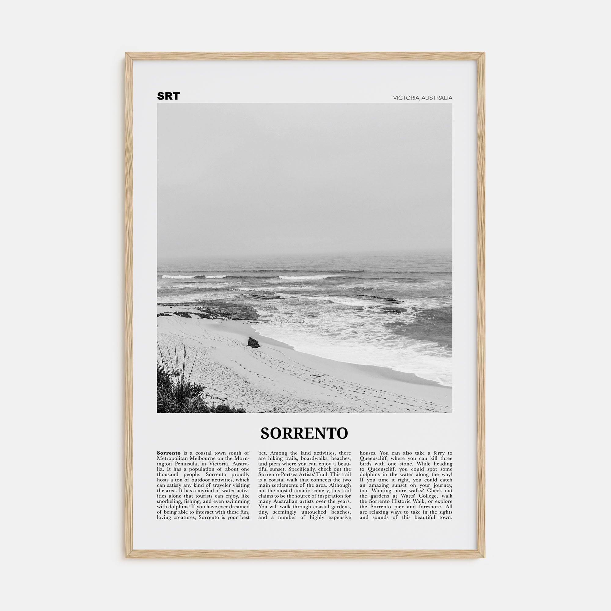 Sorrento, Australia Travel B&W Poster