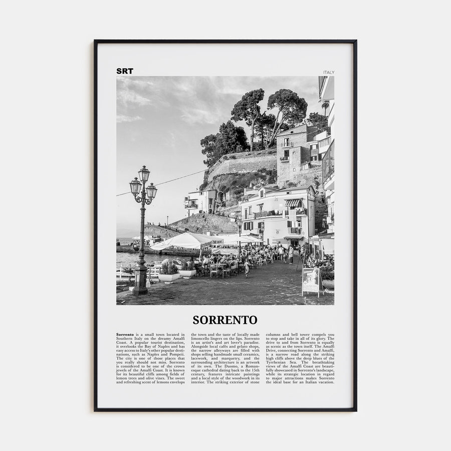 Sorrento, Italy Travel B&W Poster