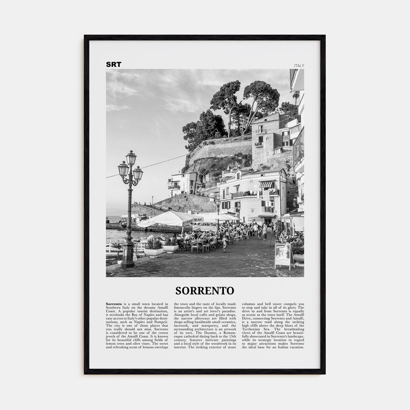 Sorrento, Italy Travel B&W Poster