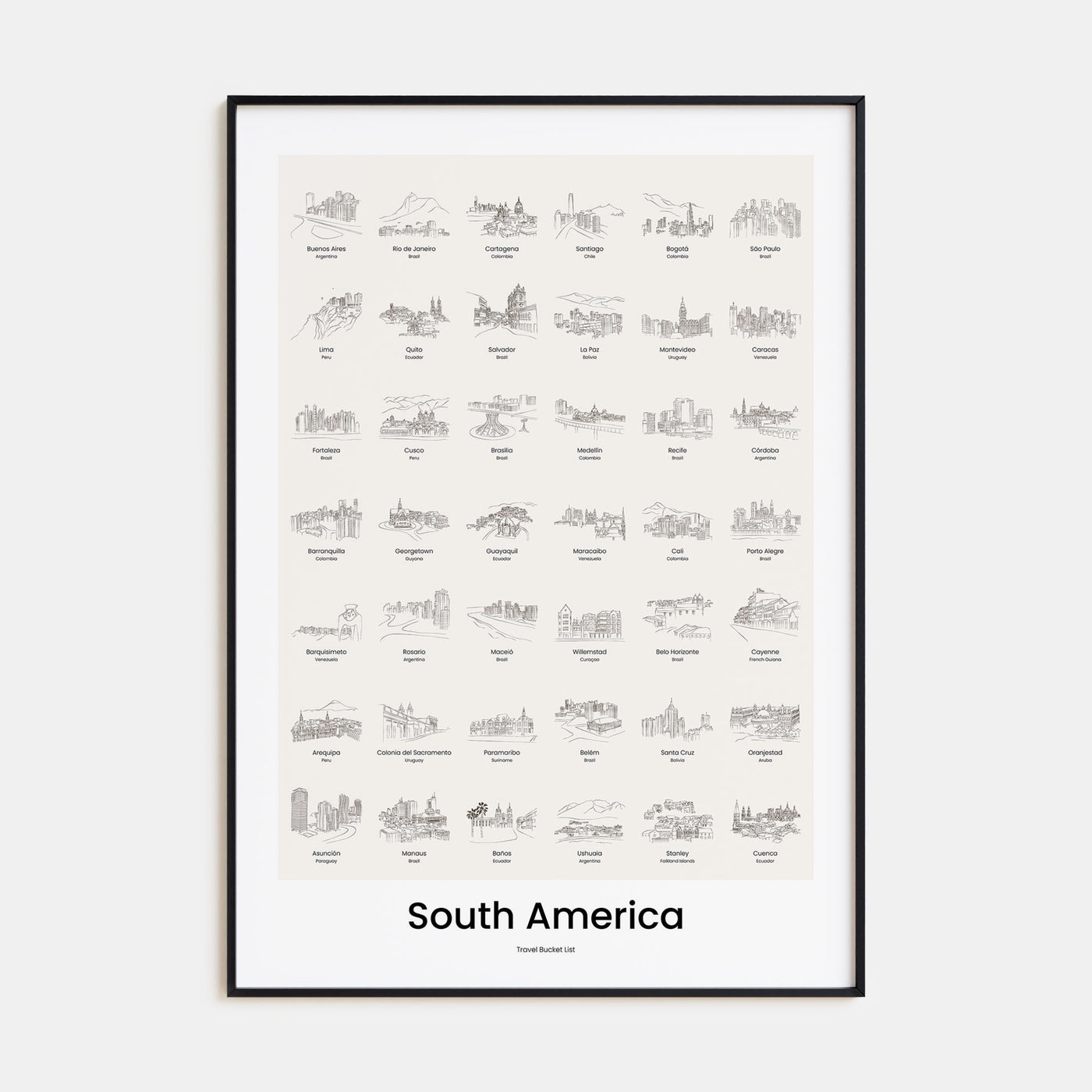 South America Bucket List Poster