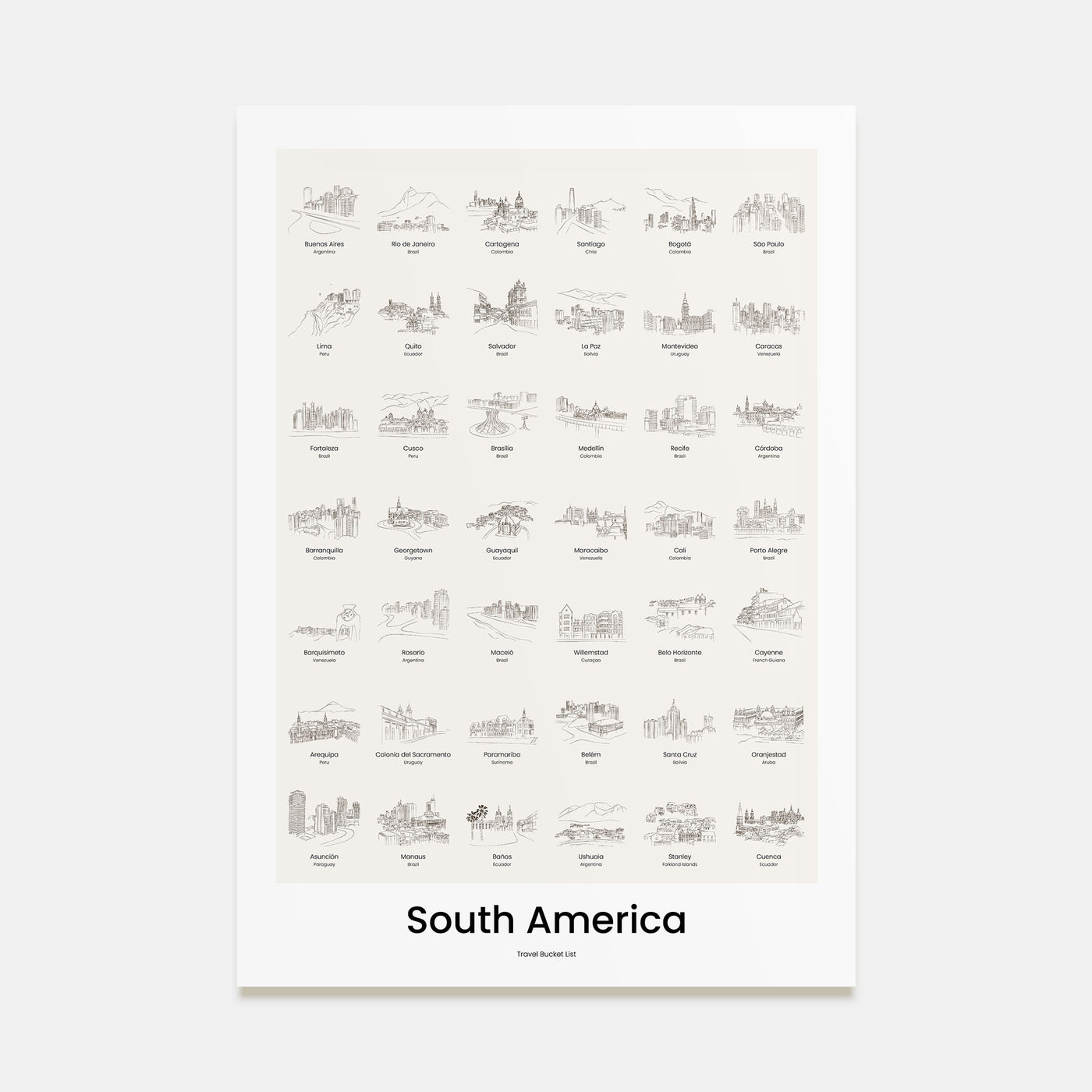 South America Bucket List Poster