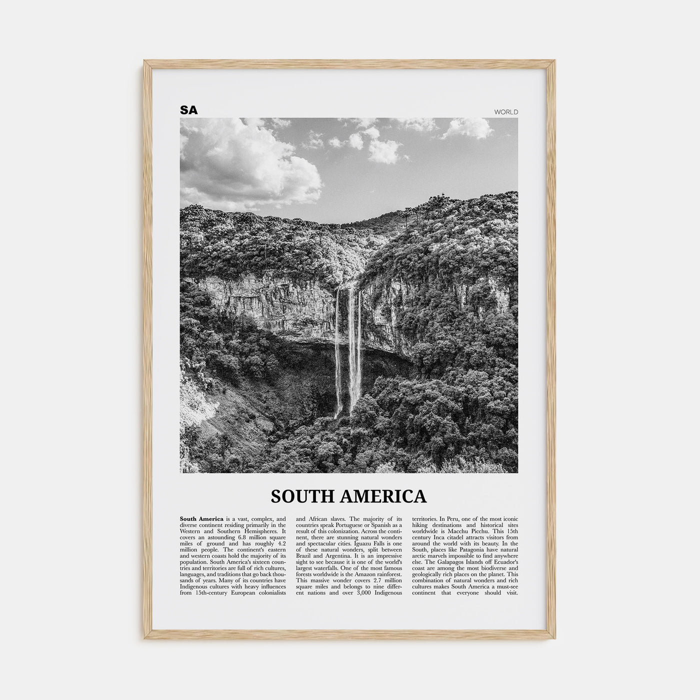 South America Travel B&W Poster