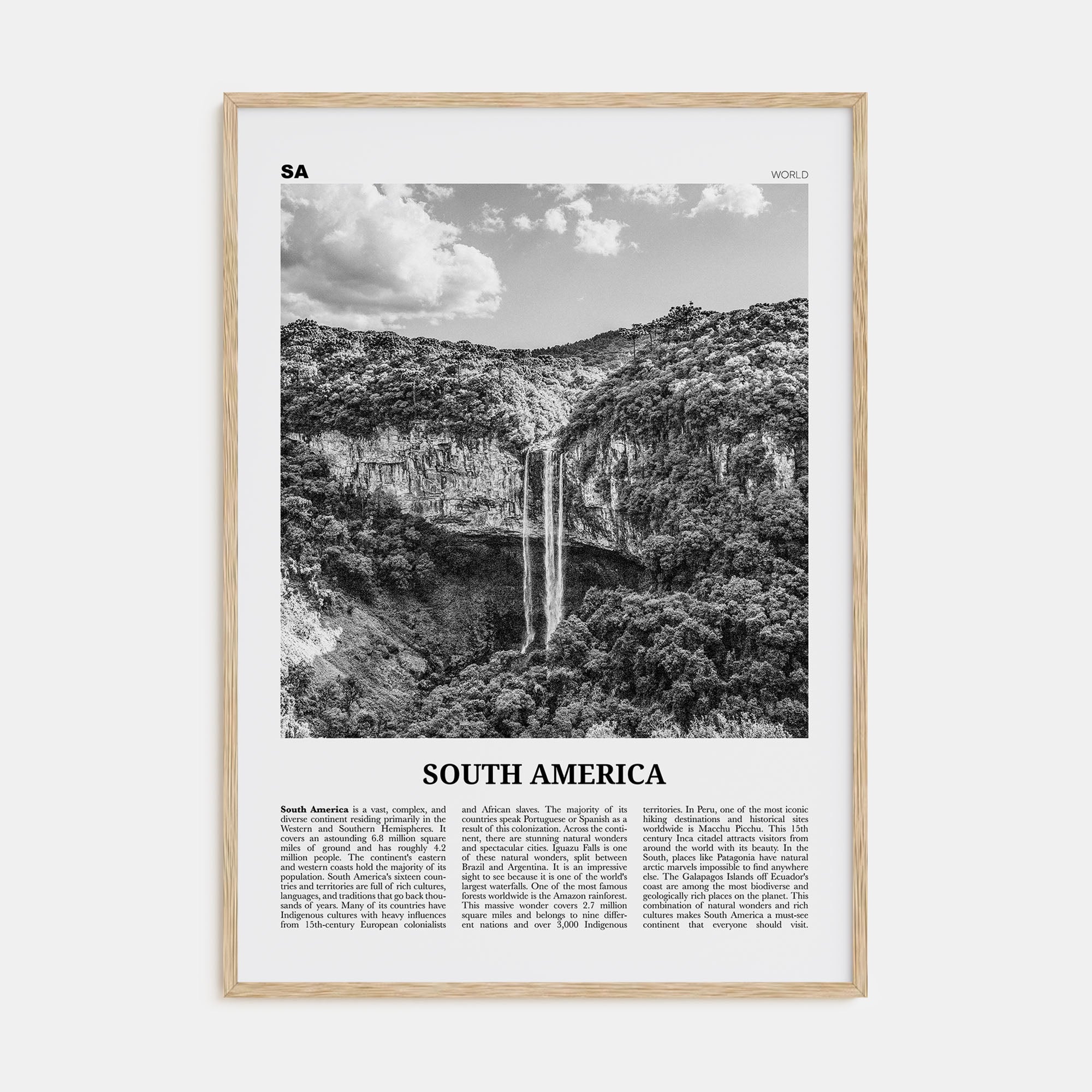 South America Travel B&W Poster