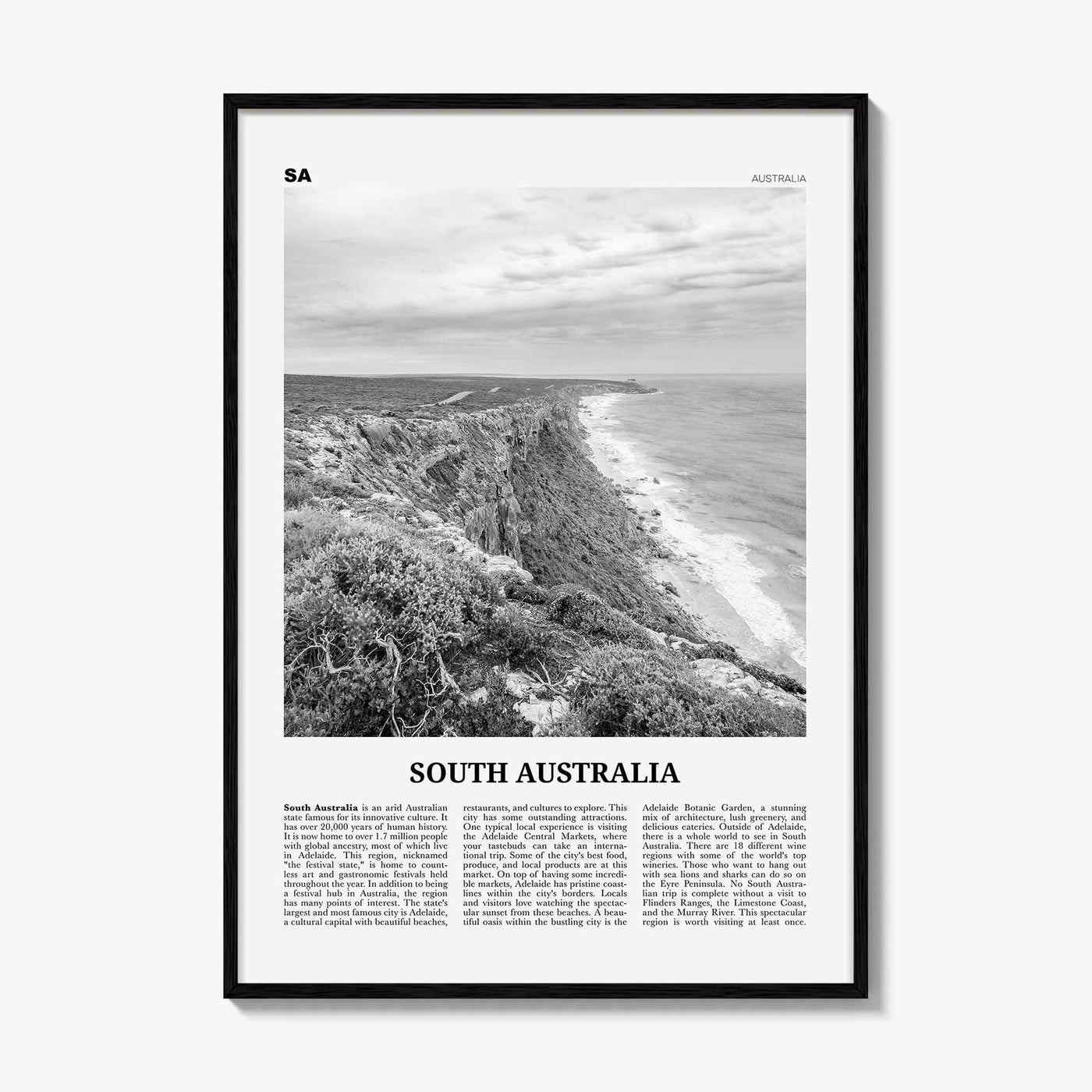 South Australia Print Black and White, South Australia Wall Art, South Australia Poster, South Australia Photo, South Australia Wall Decor,