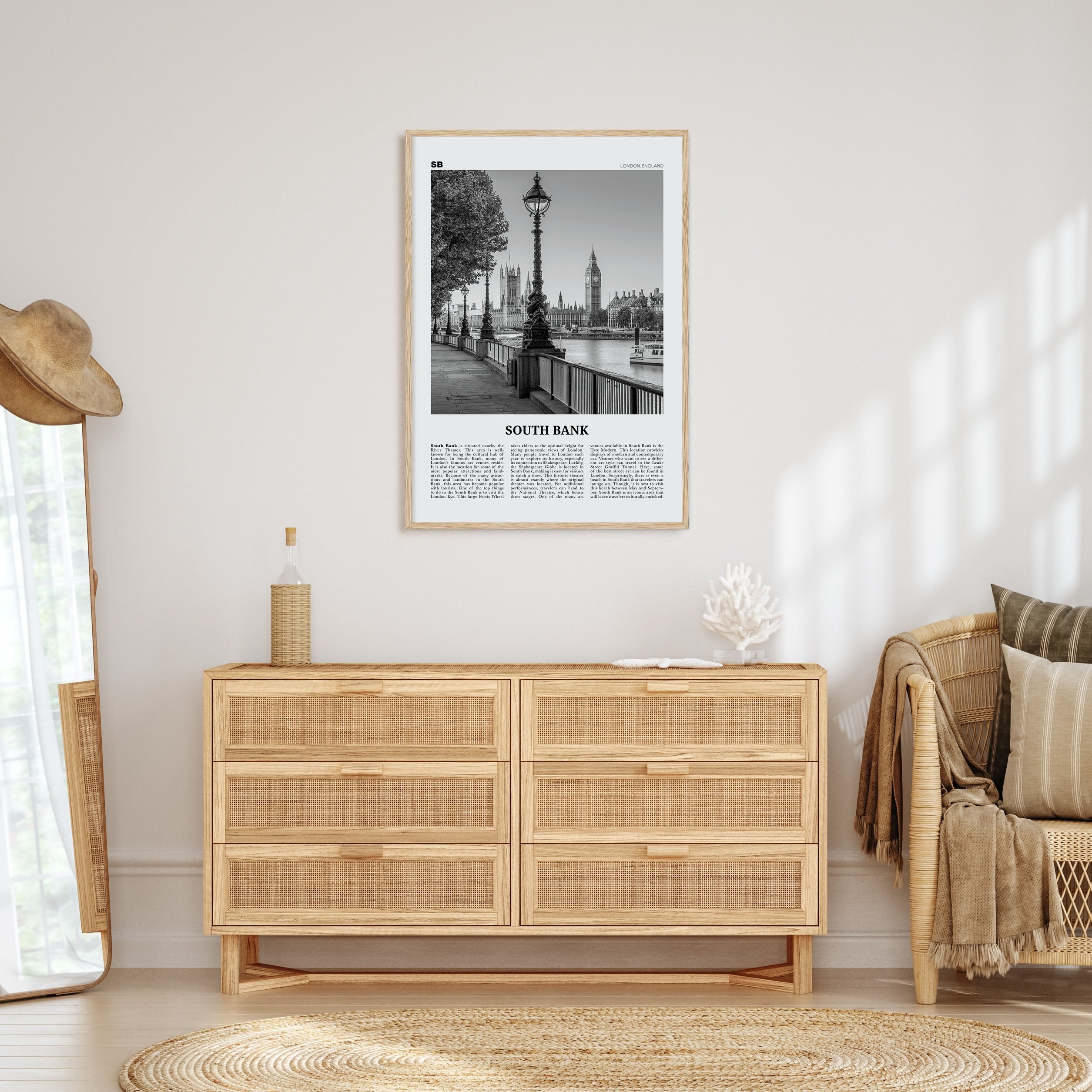 South Bank Travel B&W Poster