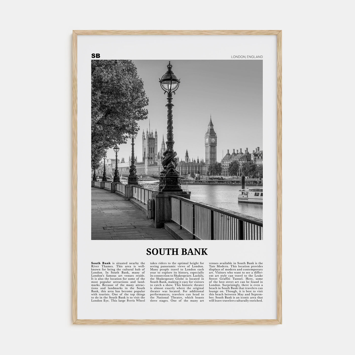 South Bank Travel B&W Poster