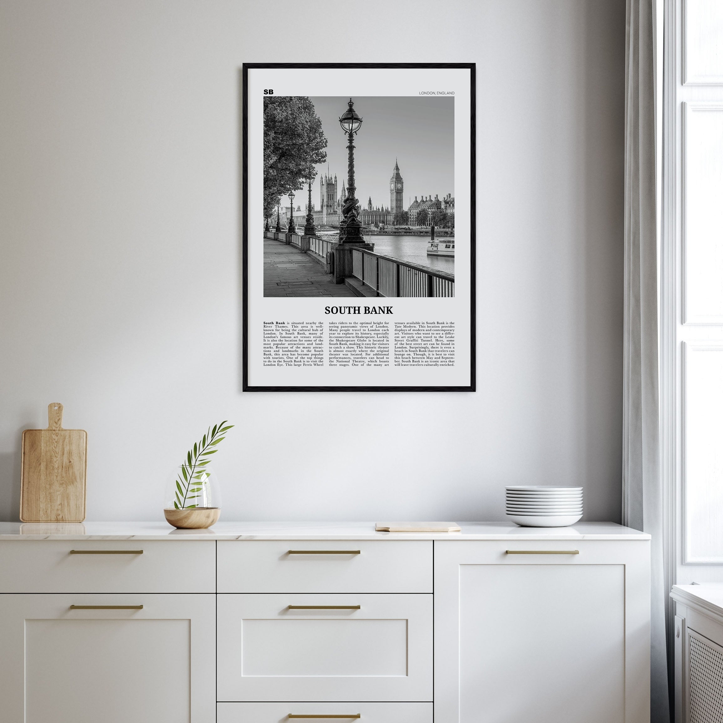 South Bank Travel B&W Poster
