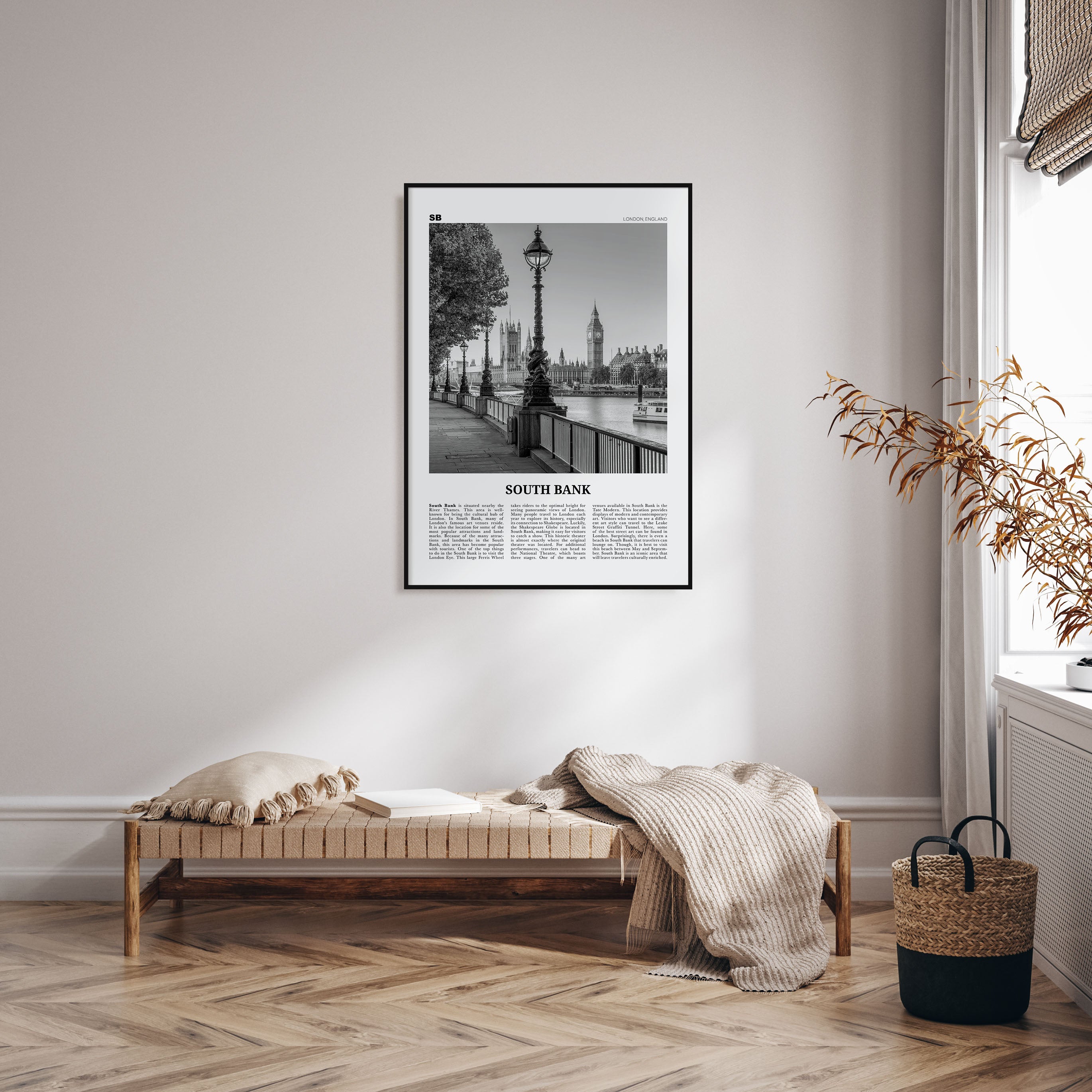 South Bank Travel B&W Poster