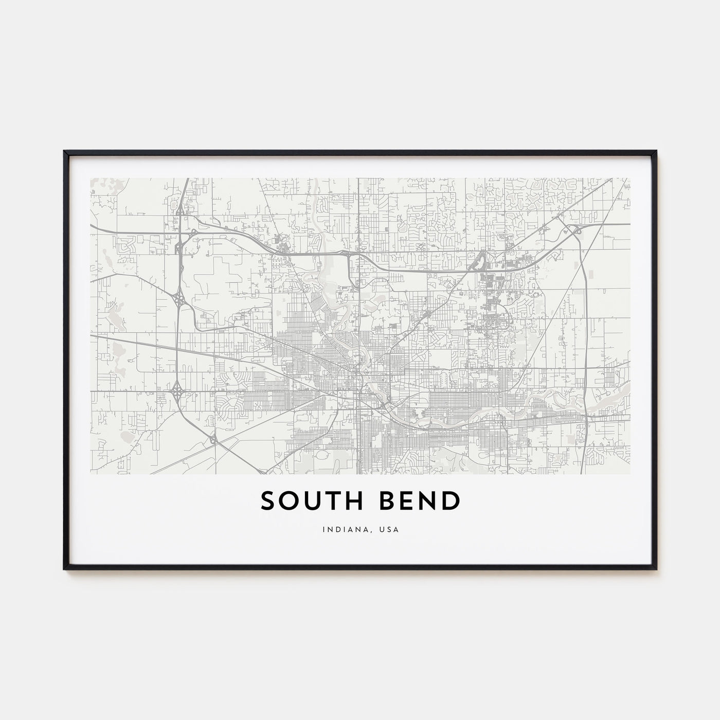 South Bend Map Landscape Poster