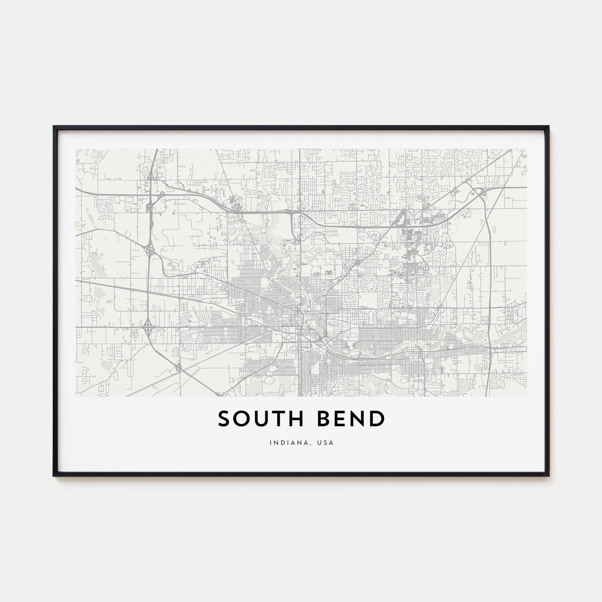 South Bend Map Landscape Poster