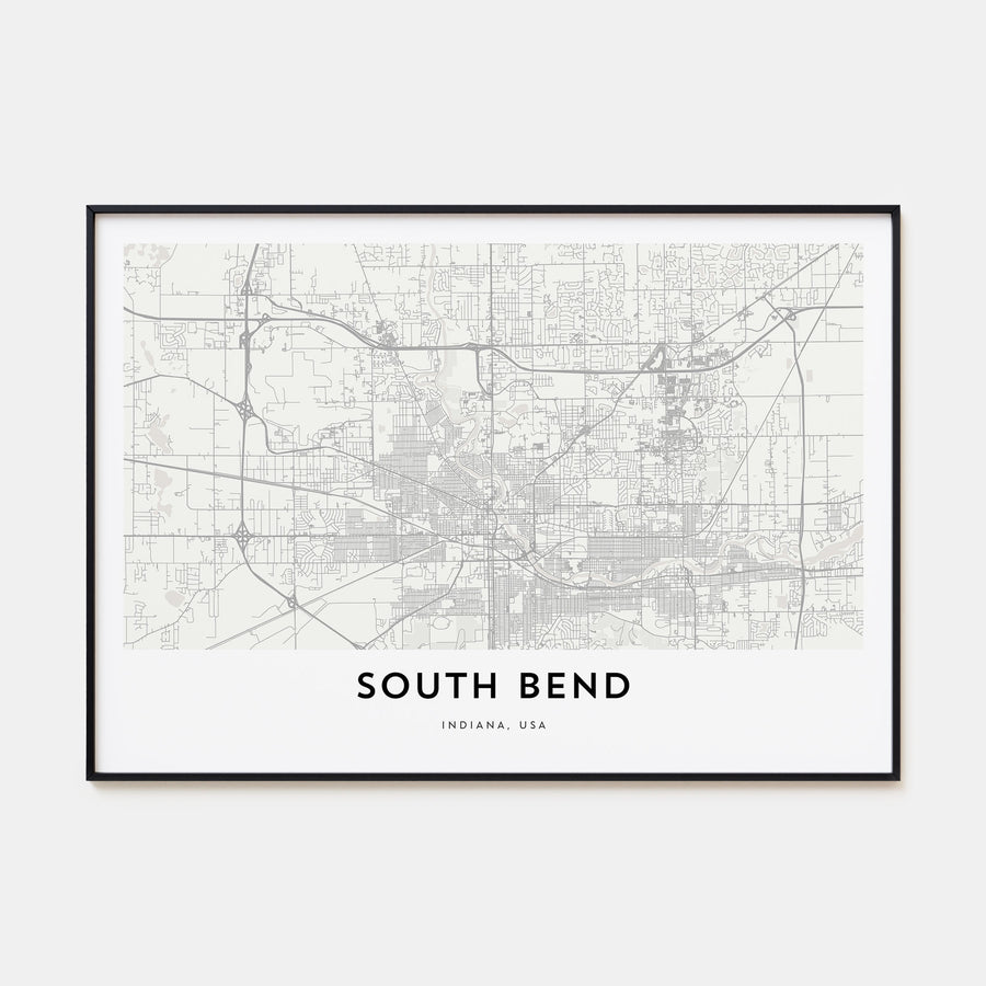 South Bend Map Landscape Poster