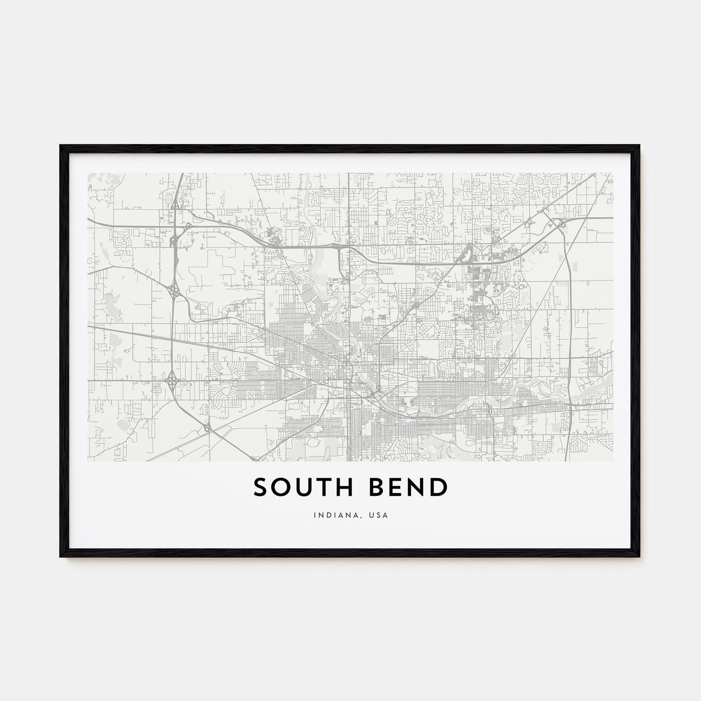 South Bend Map Landscape Poster