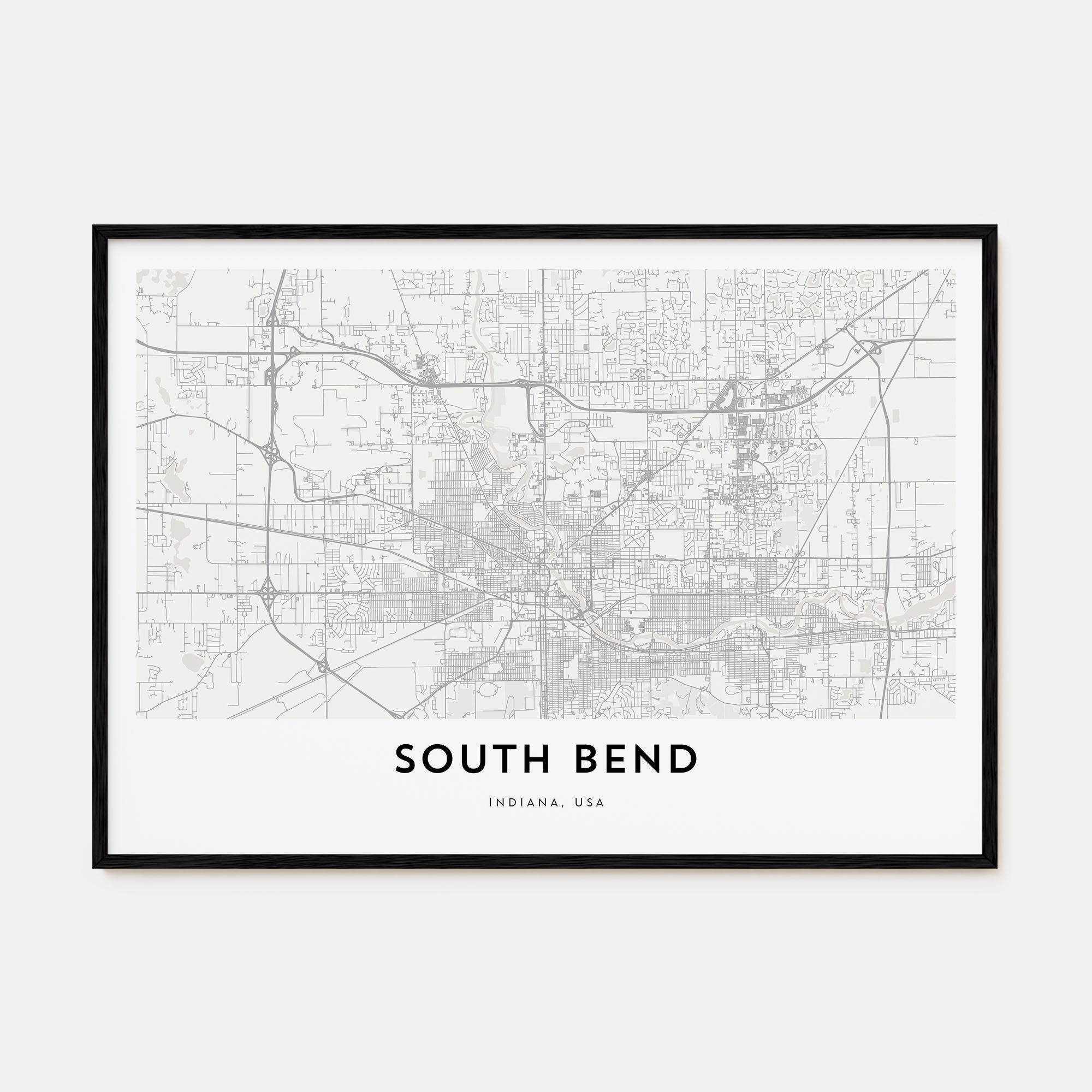 South Bend Map Landscape Poster