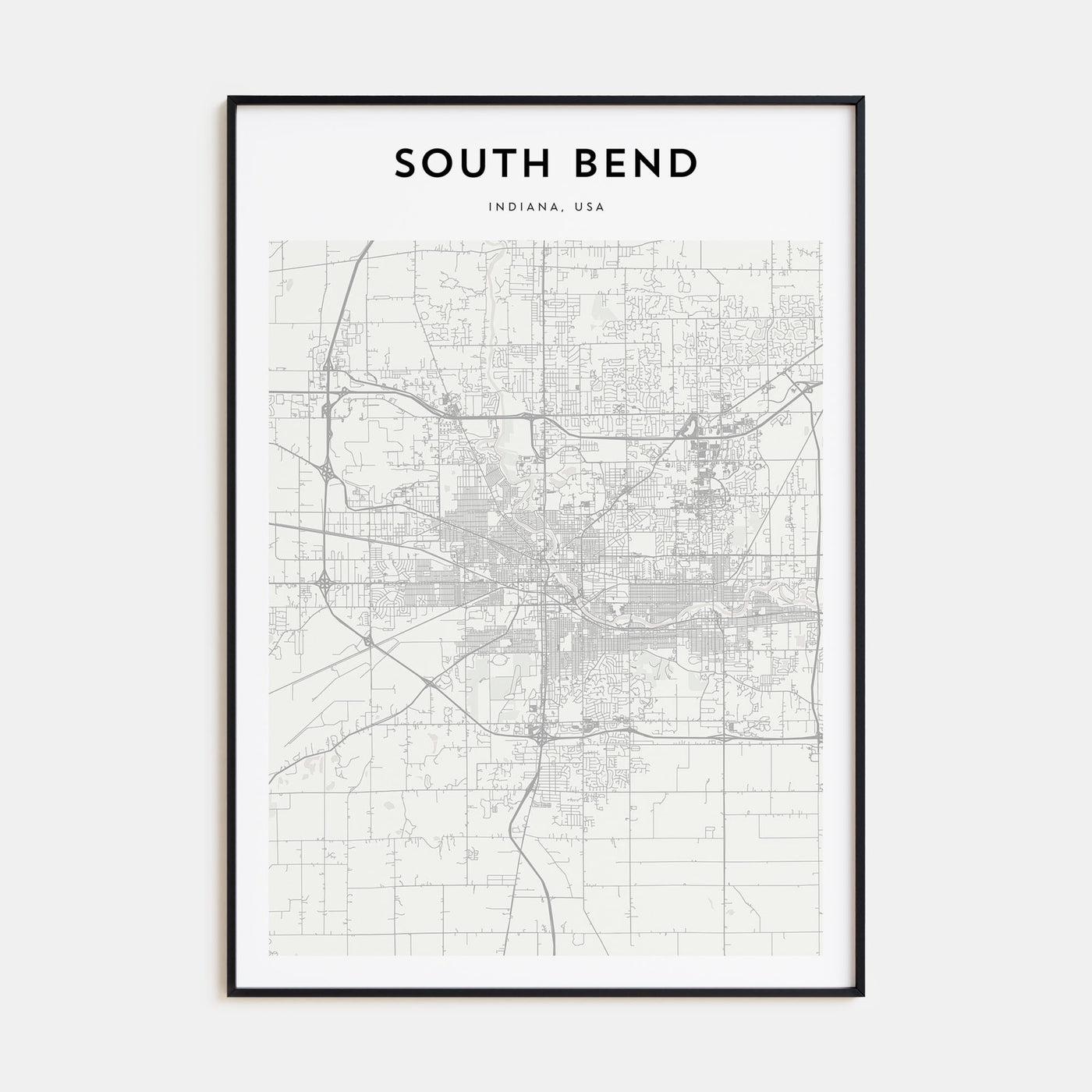 South Bend Map Portrait Poster