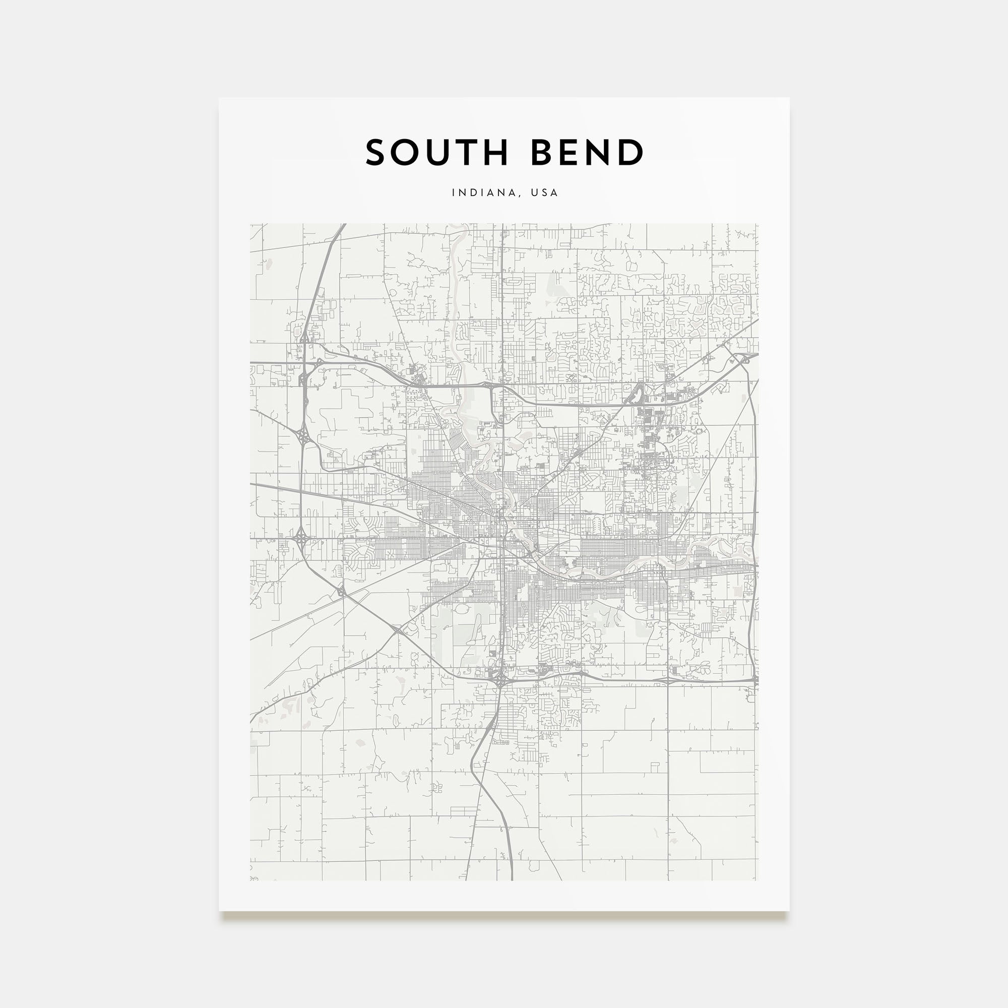 South Bend Map Portrait Poster