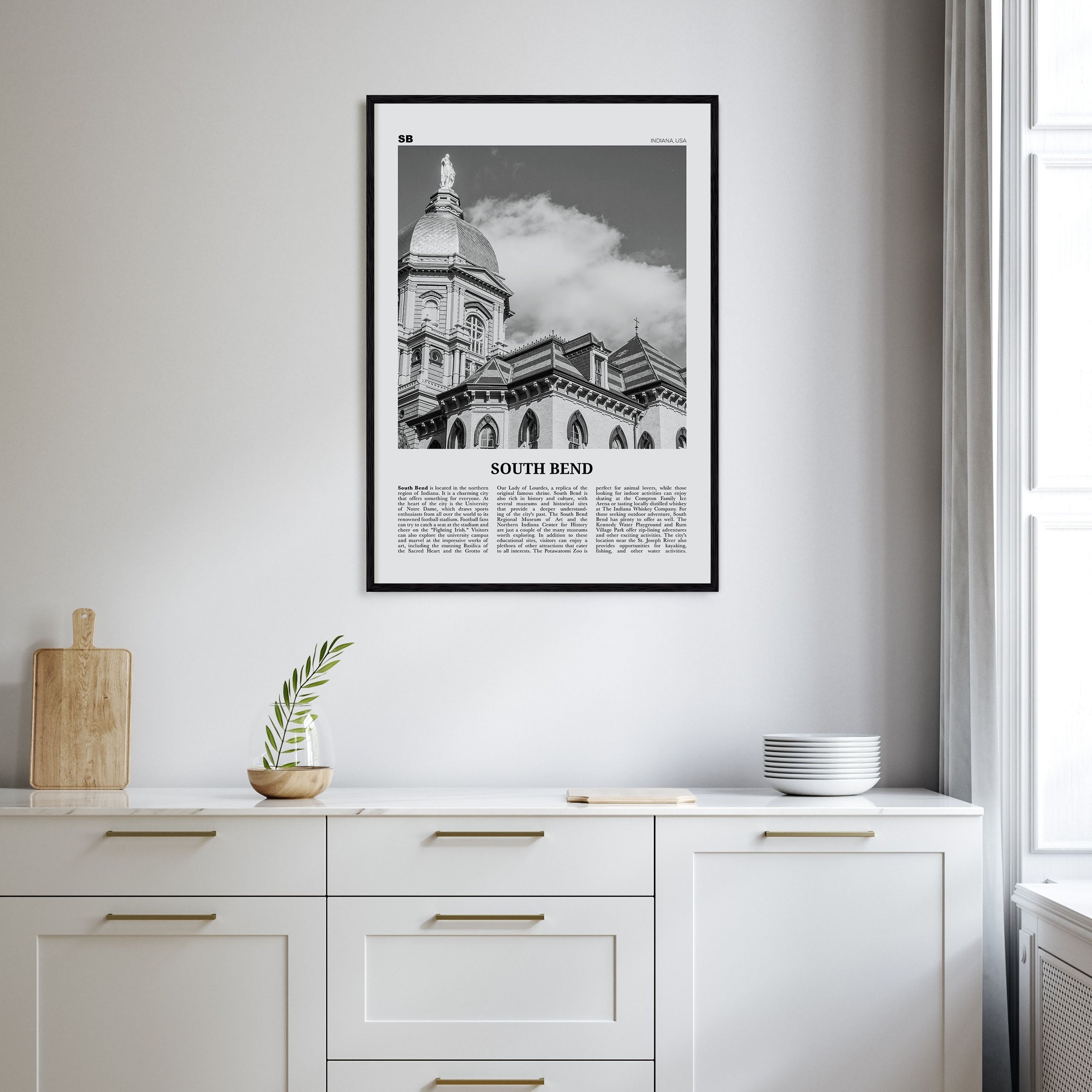 South Bend Travel B&W Poster