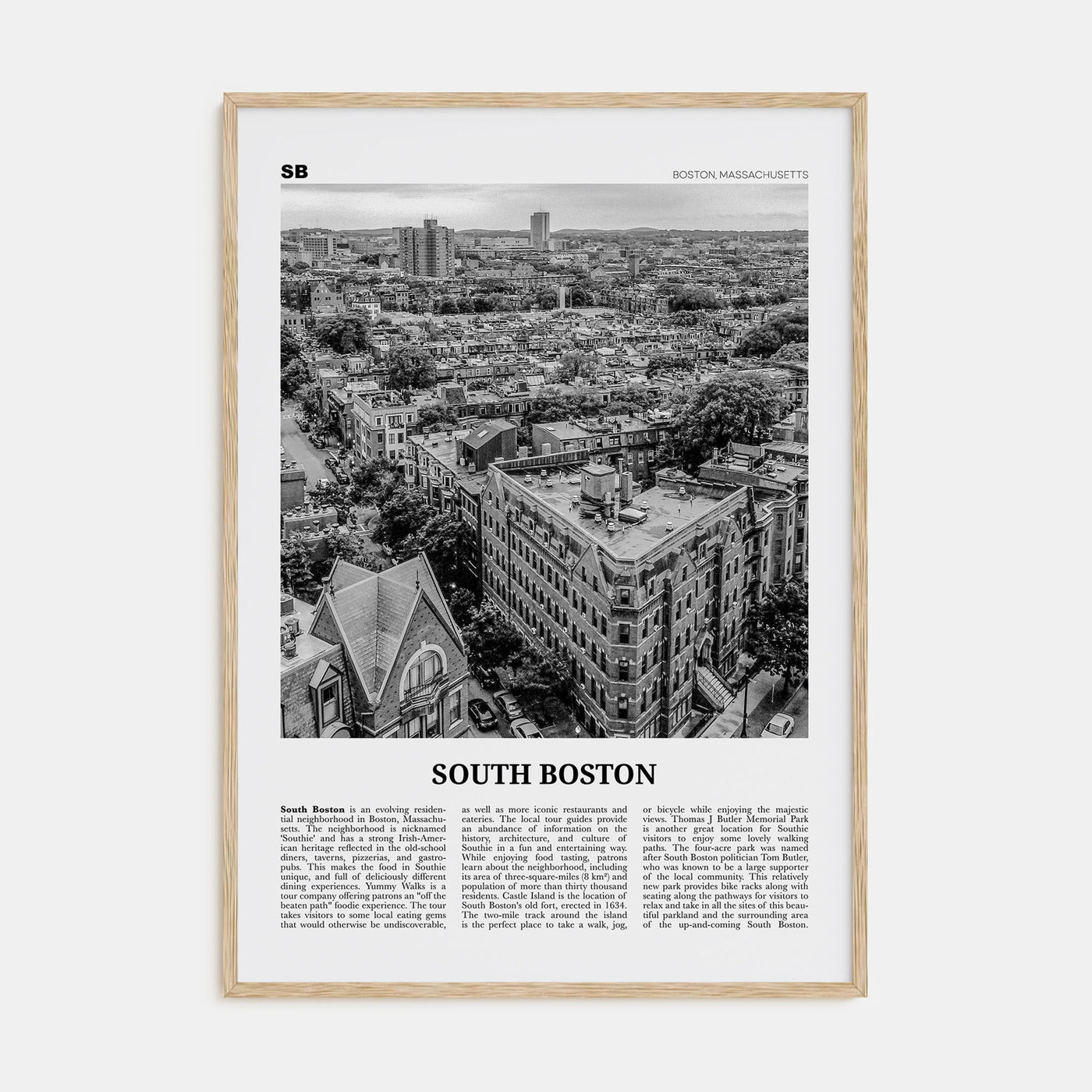 South Boston Travel B&W Poster