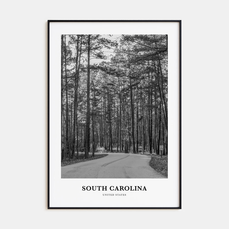 South Carolina Portrait B&W Poster