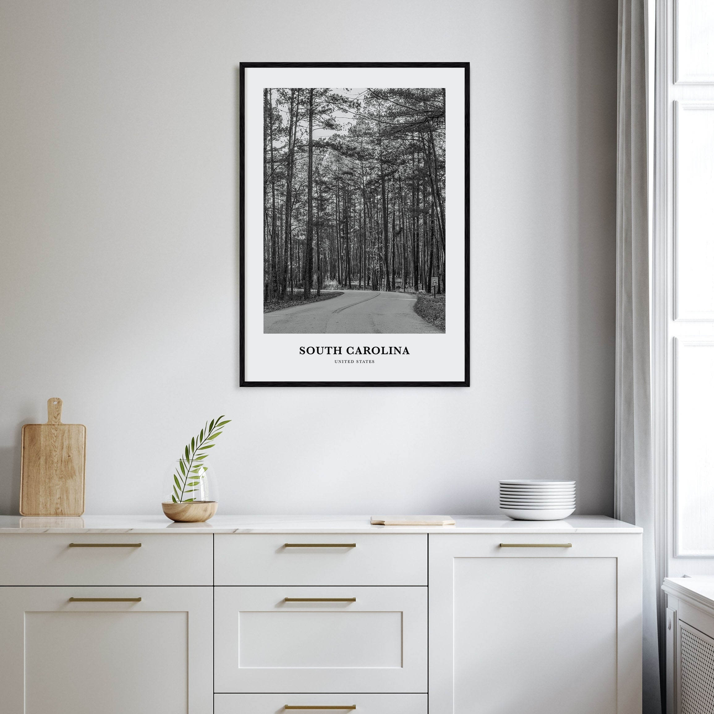 South Carolina Portrait B&W Poster