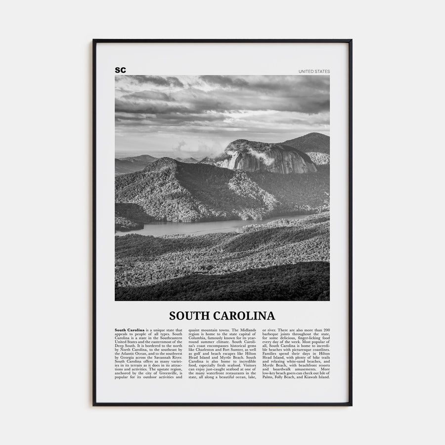 South Carolina Travel B&W No 3 Poster