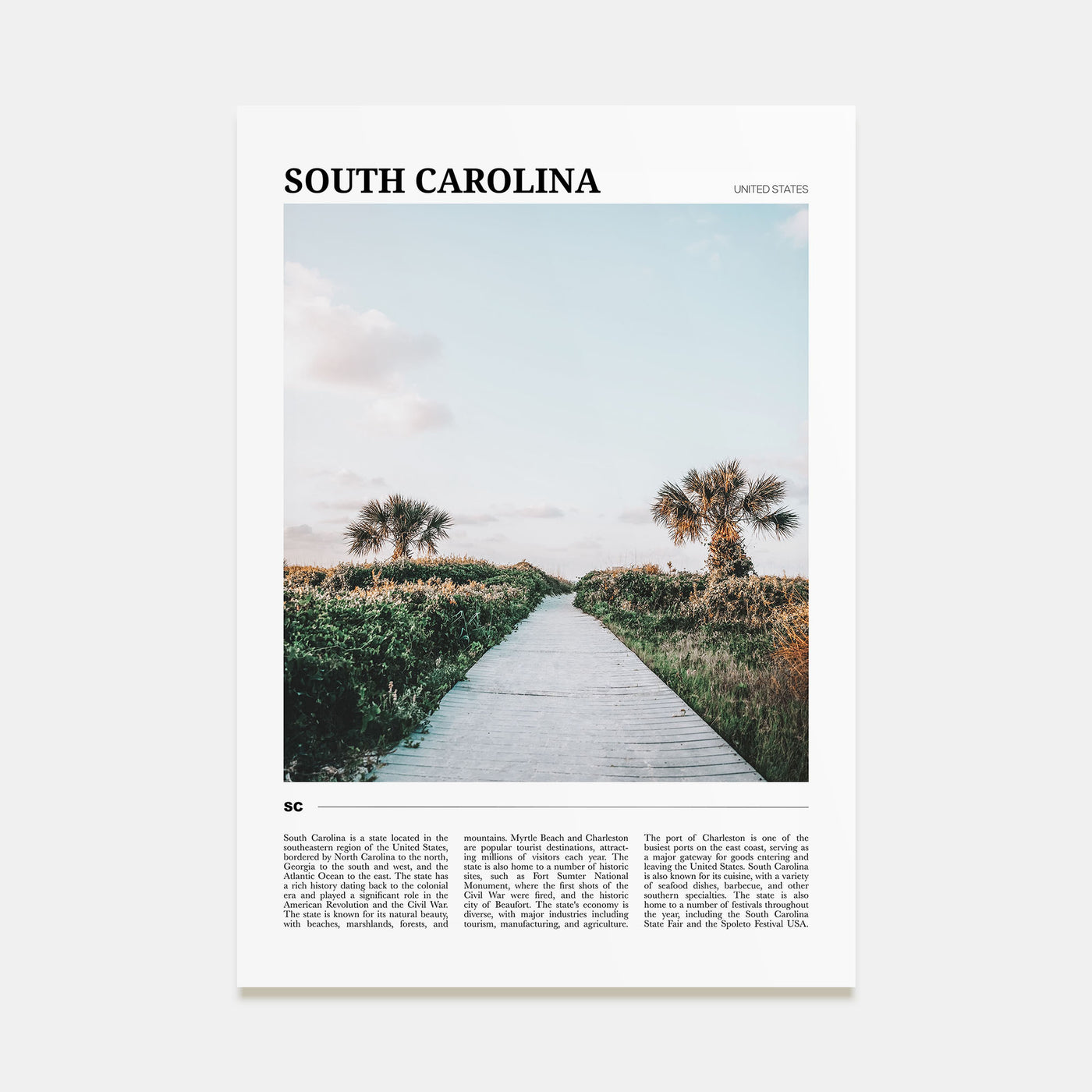 South Carolina Travel Color No 1 Poster