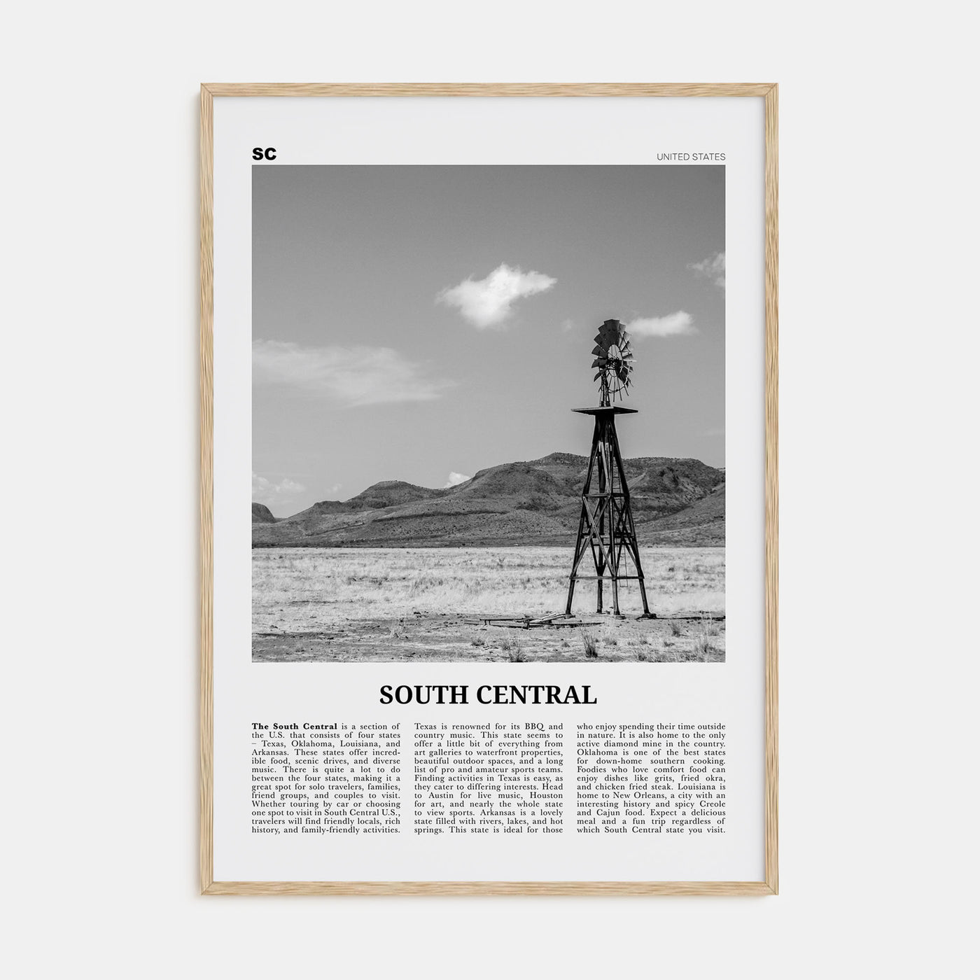 South Central Travel B&W Poster