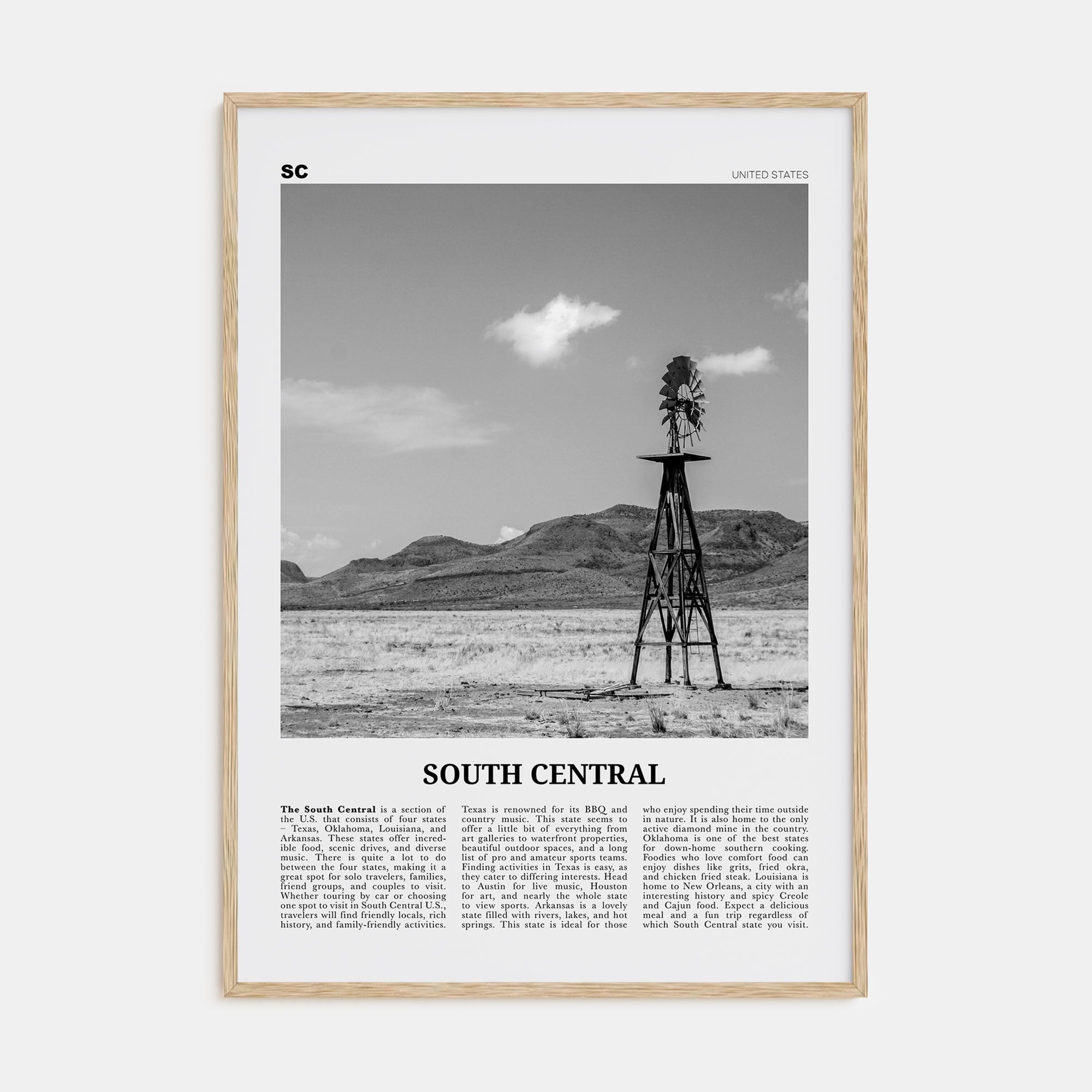 South Central Travel B&W Poster