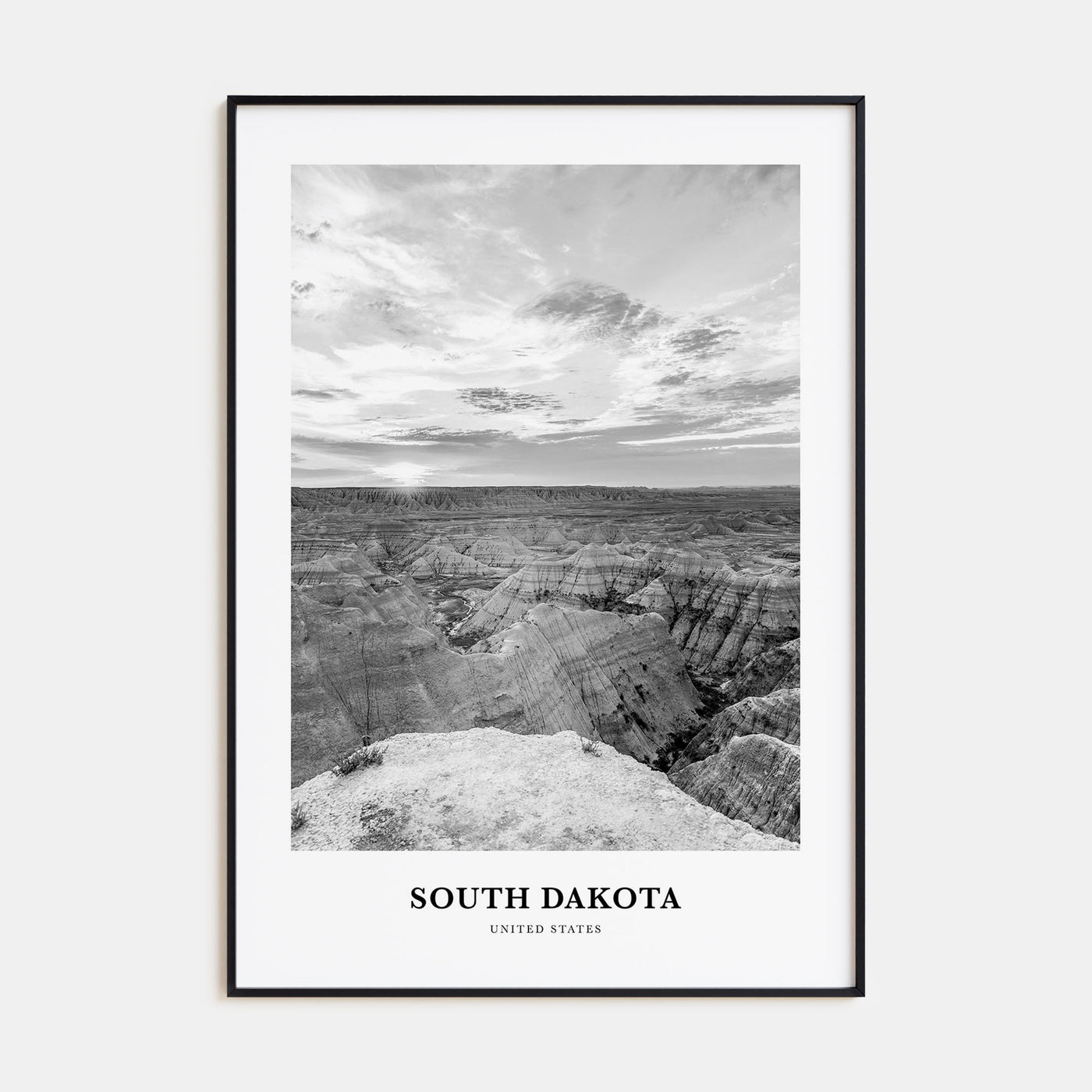 South Dakota Portrait B&W Poster