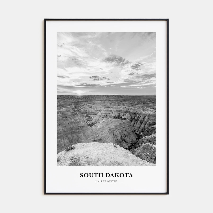 South Dakota Portrait B&W Poster