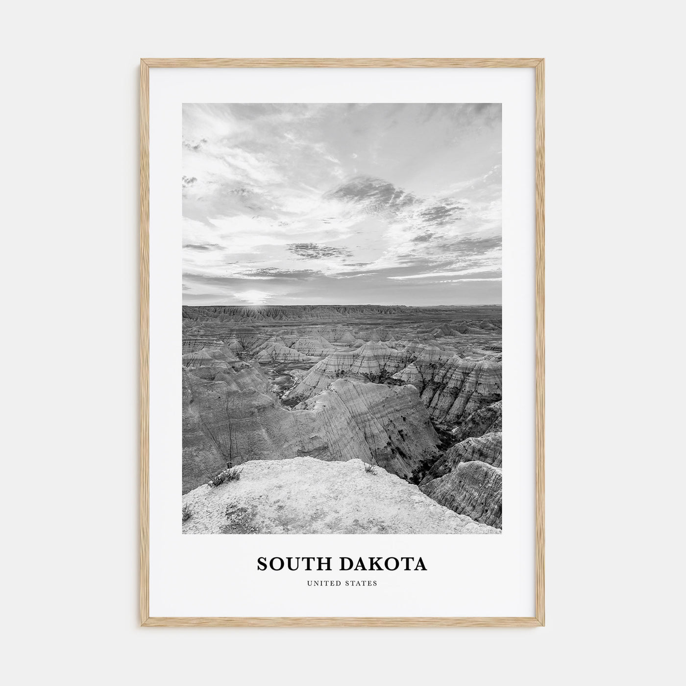 South Dakota Portrait B&W Poster