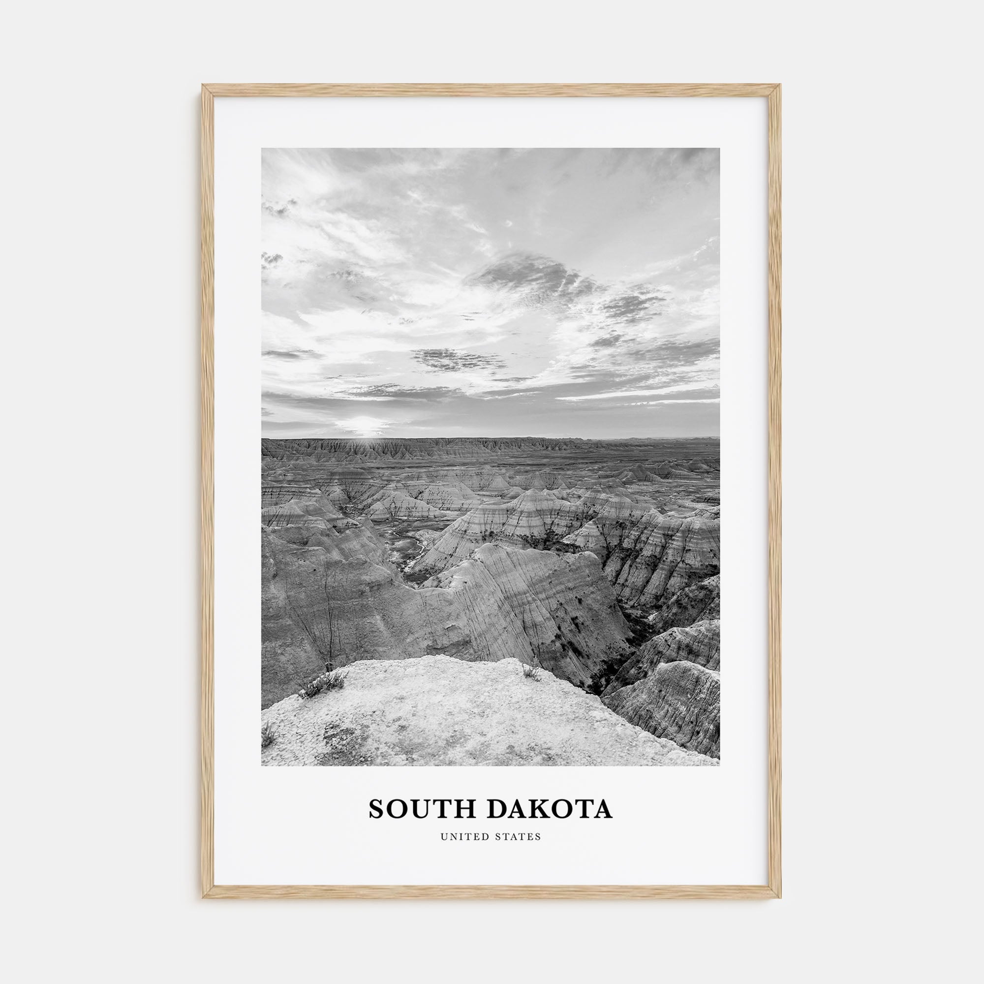 South Dakota Portrait B&W Poster