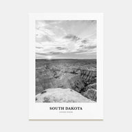 South Dakota Portrait B&W Poster