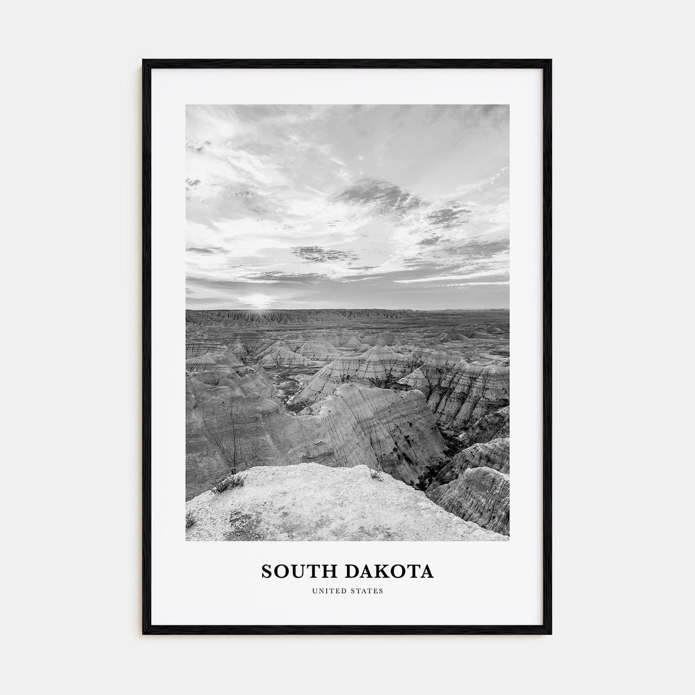 South Dakota Portrait B&W Poster