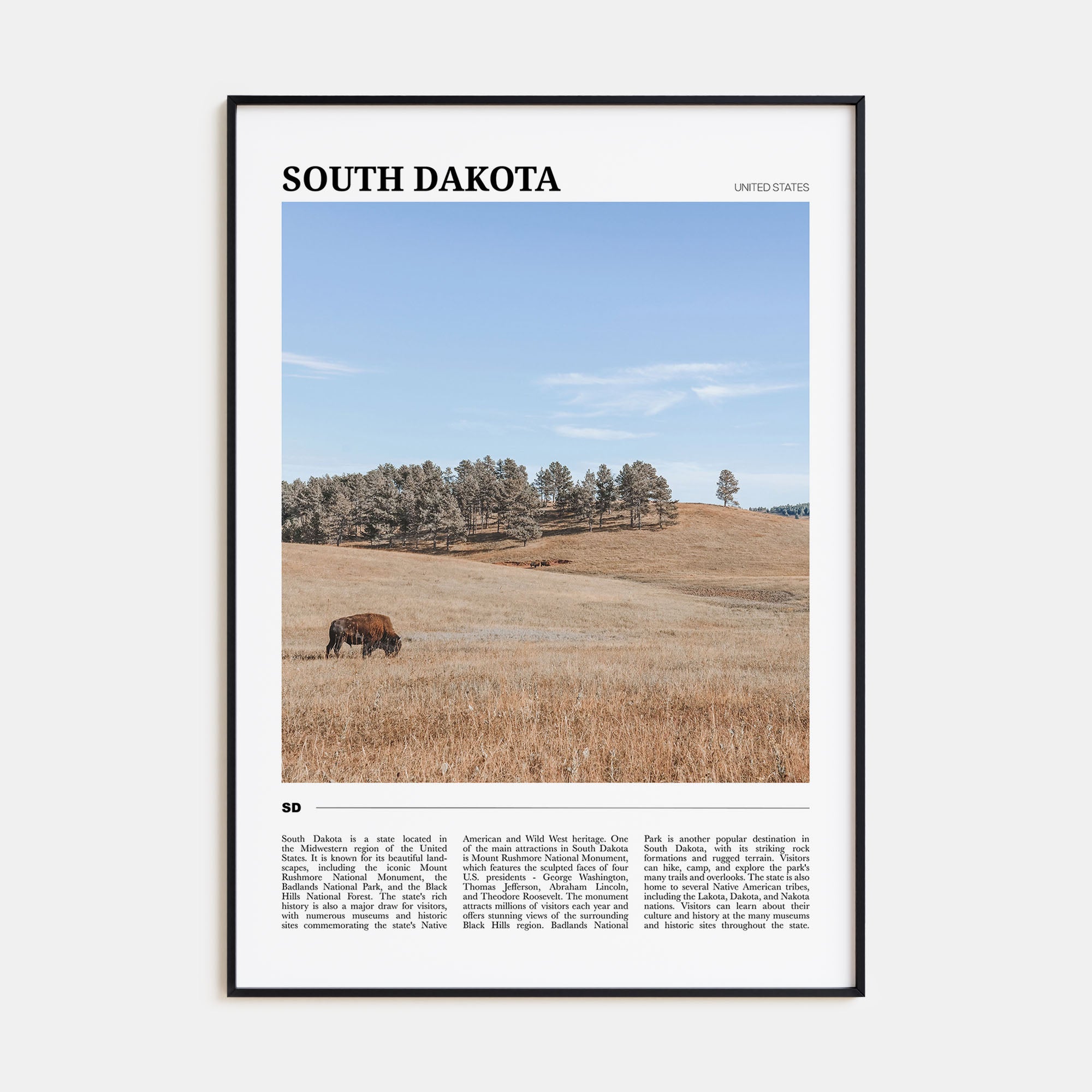 South Dakota Travel Color Poster