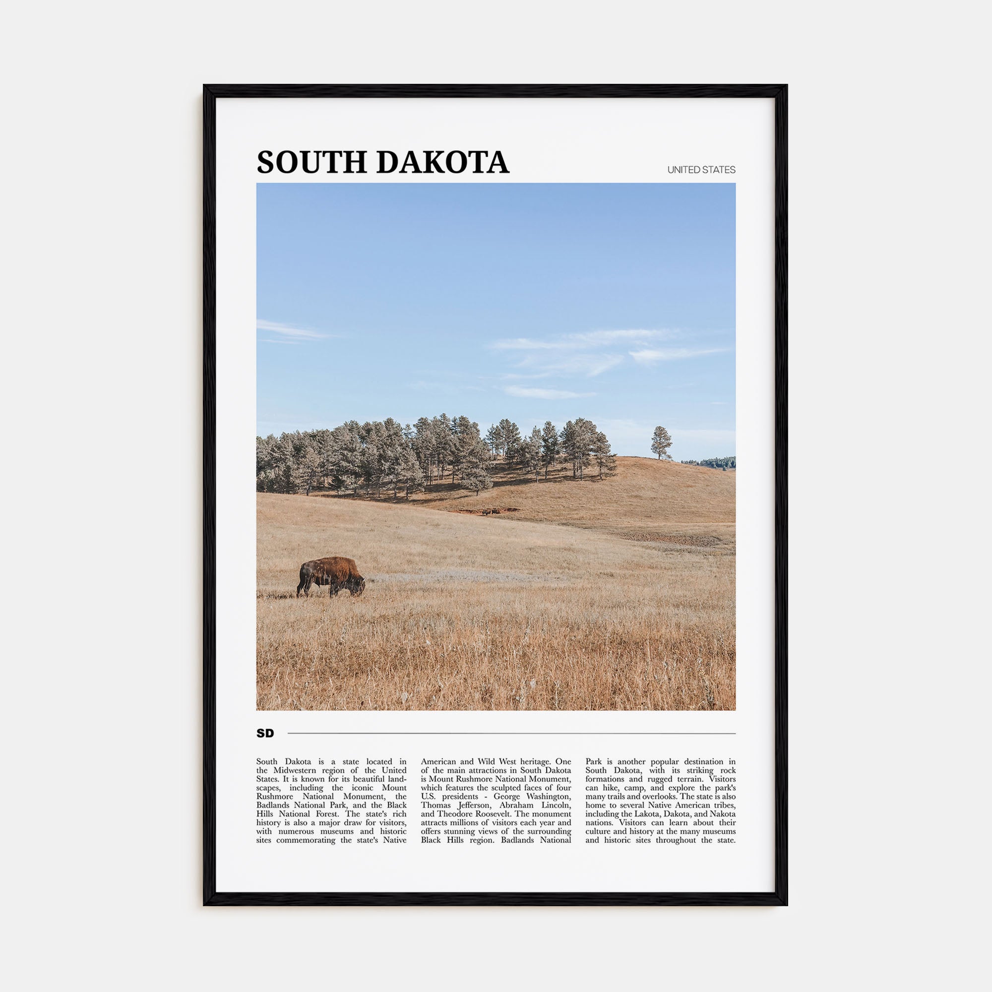South Dakota Travel Color Poster