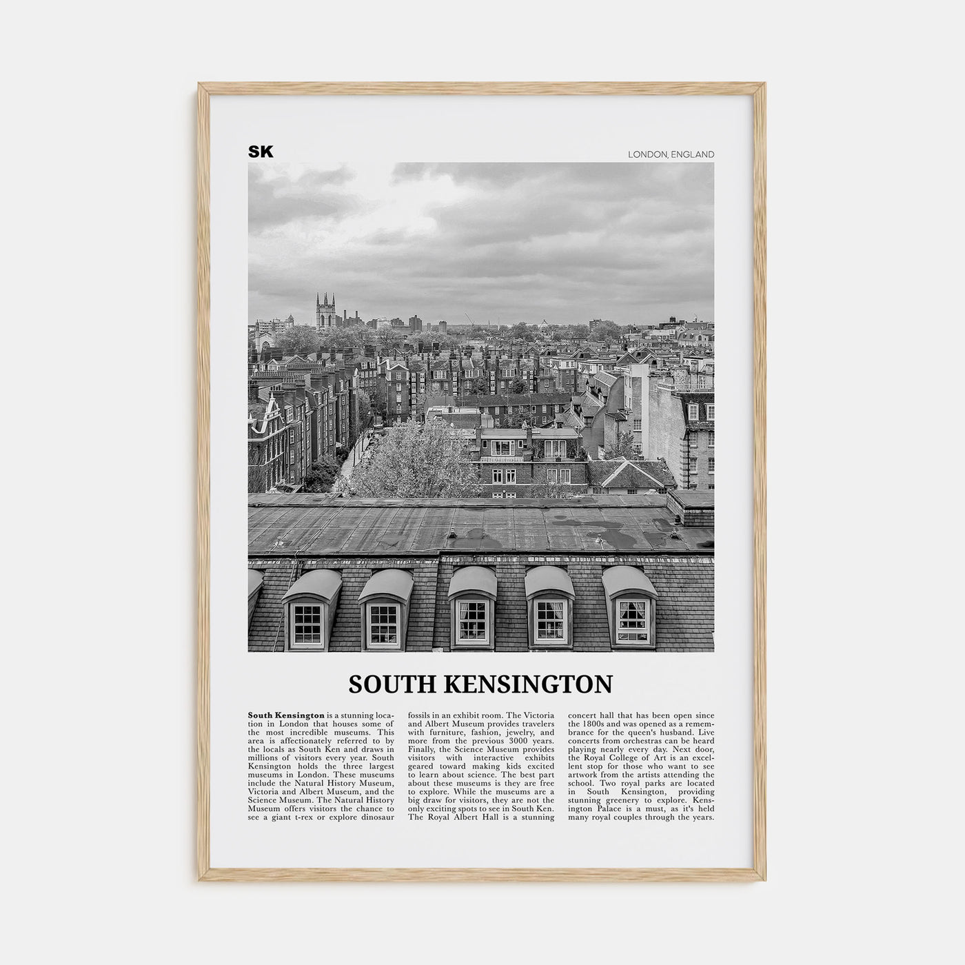 South Kensington Travel B&W Poster
