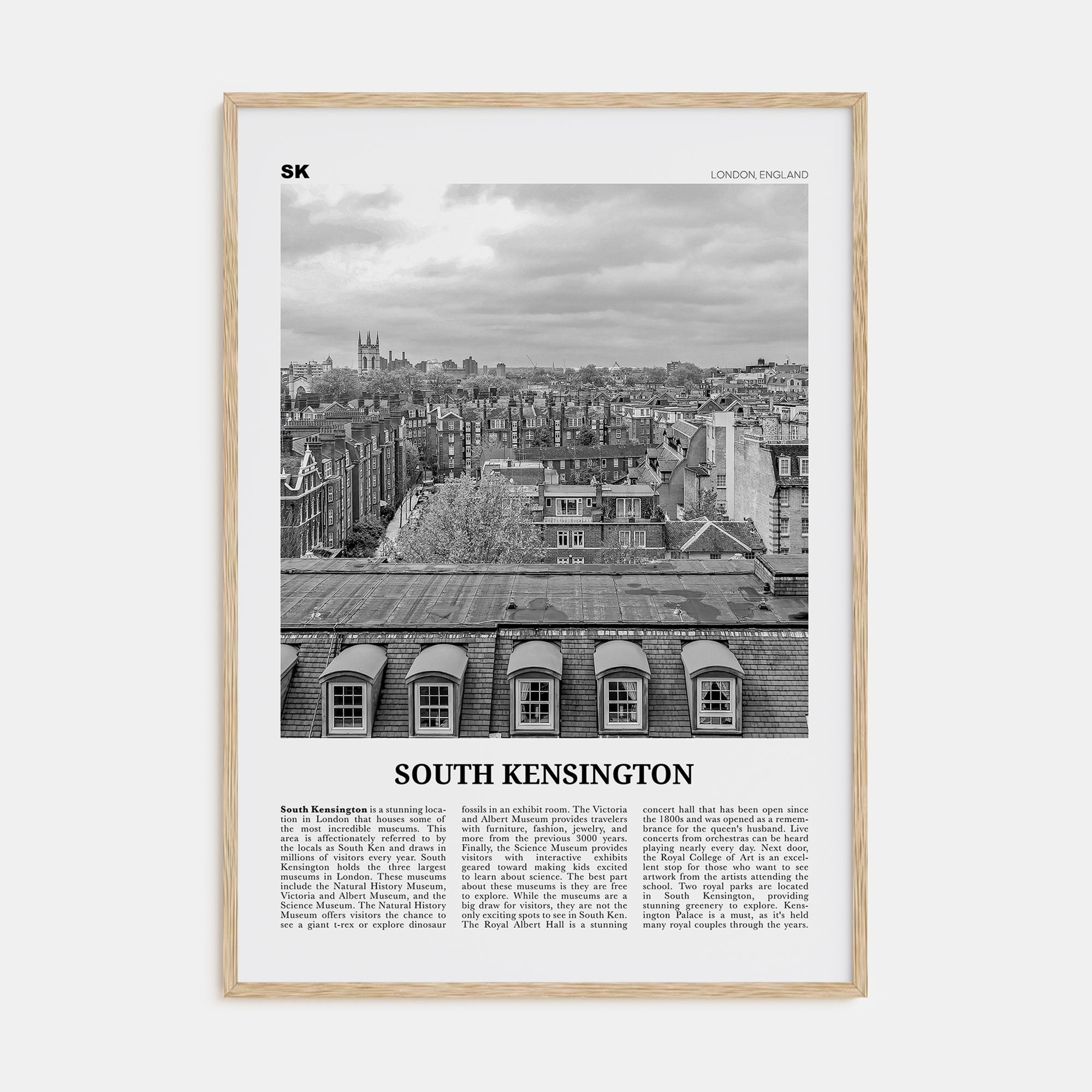 South Kensington Travel B&W Poster