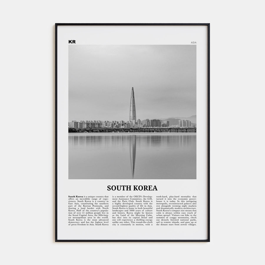 South Korea Travel B&W Poster