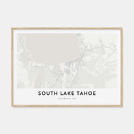 South Lake Tahoe Map Landscape Poster