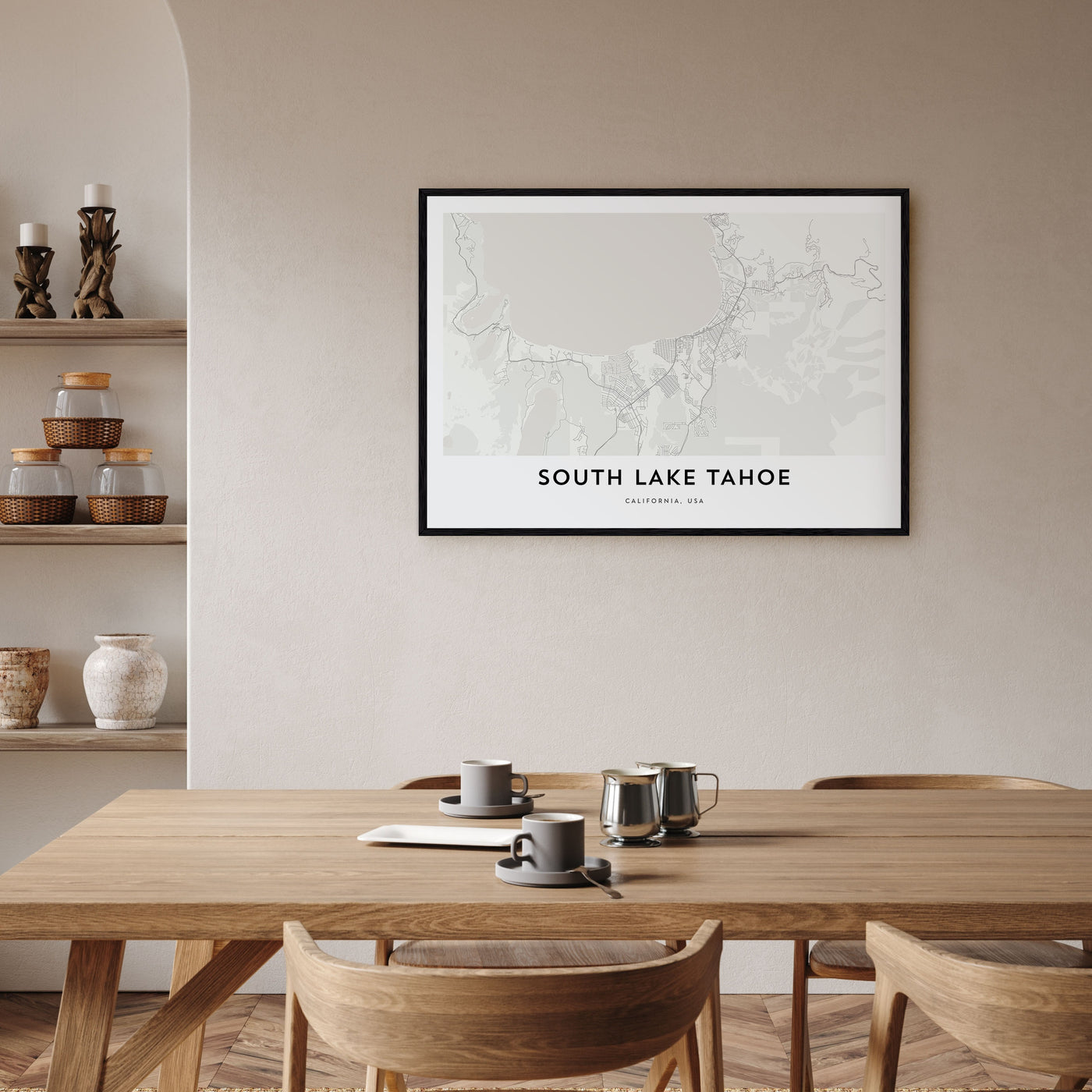 South Lake Tahoe Map Landscape Poster