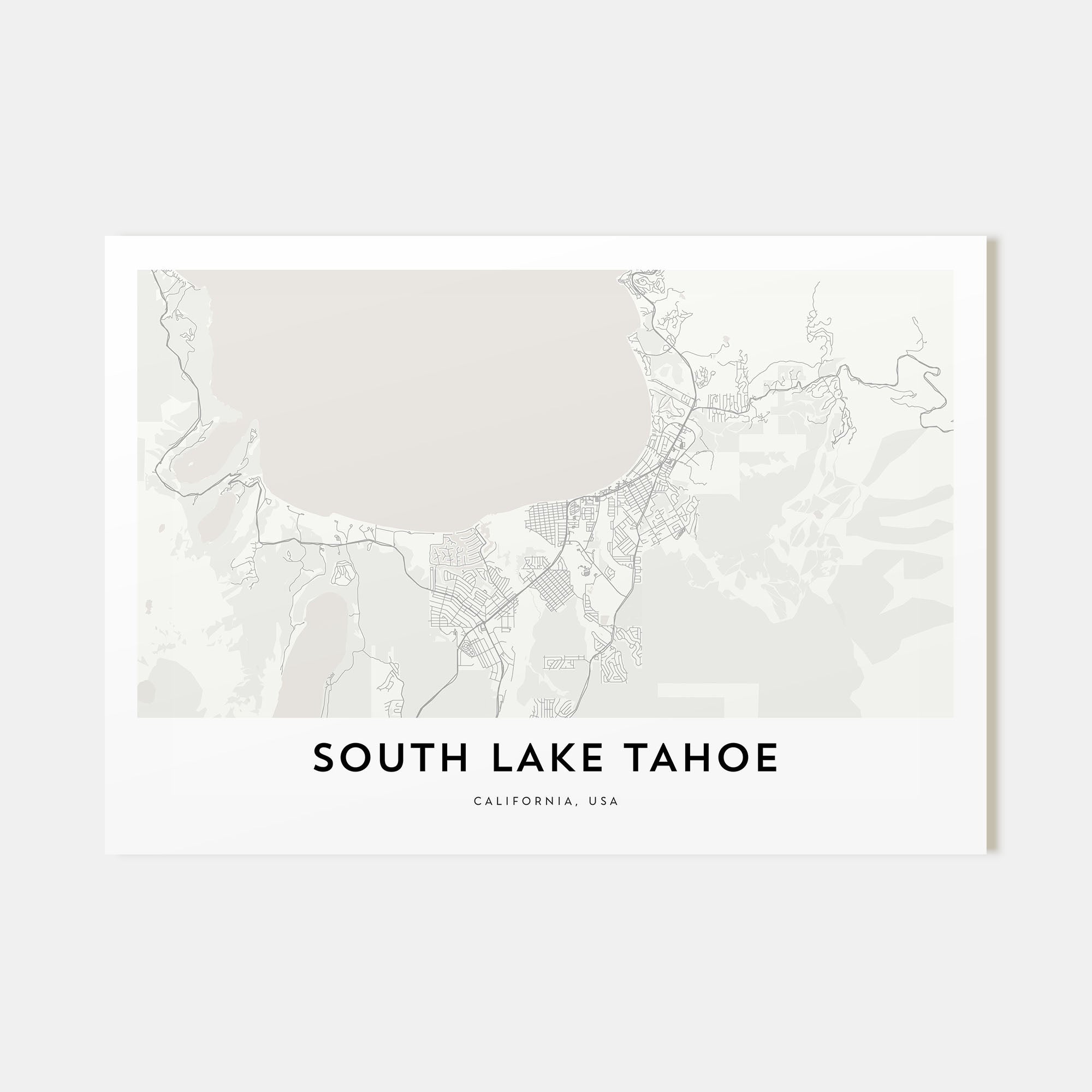 South Lake Tahoe Map Landscape Poster