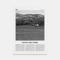 South Lake Tahoe Travel B&W Poster
