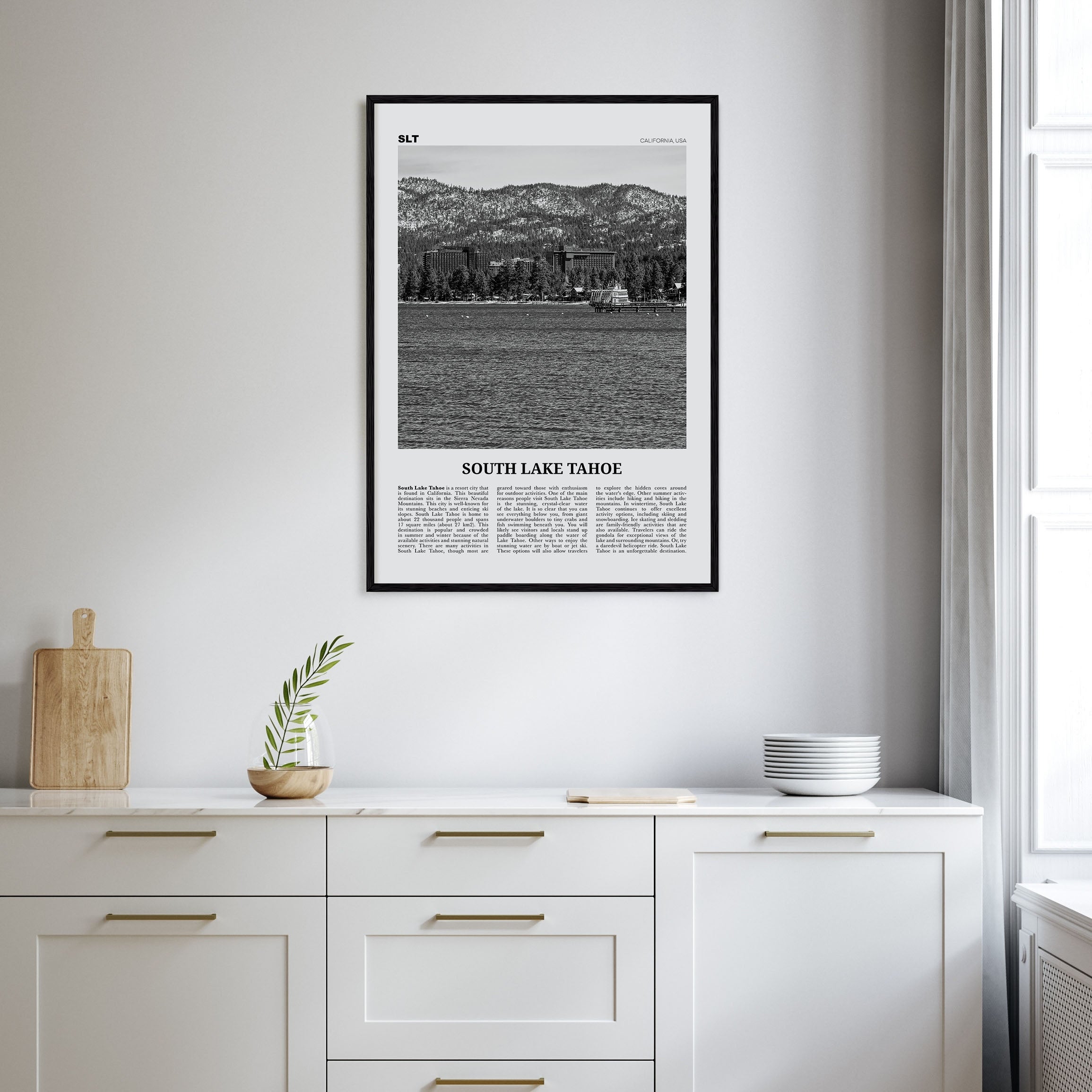 South Lake Tahoe Travel B&W Poster